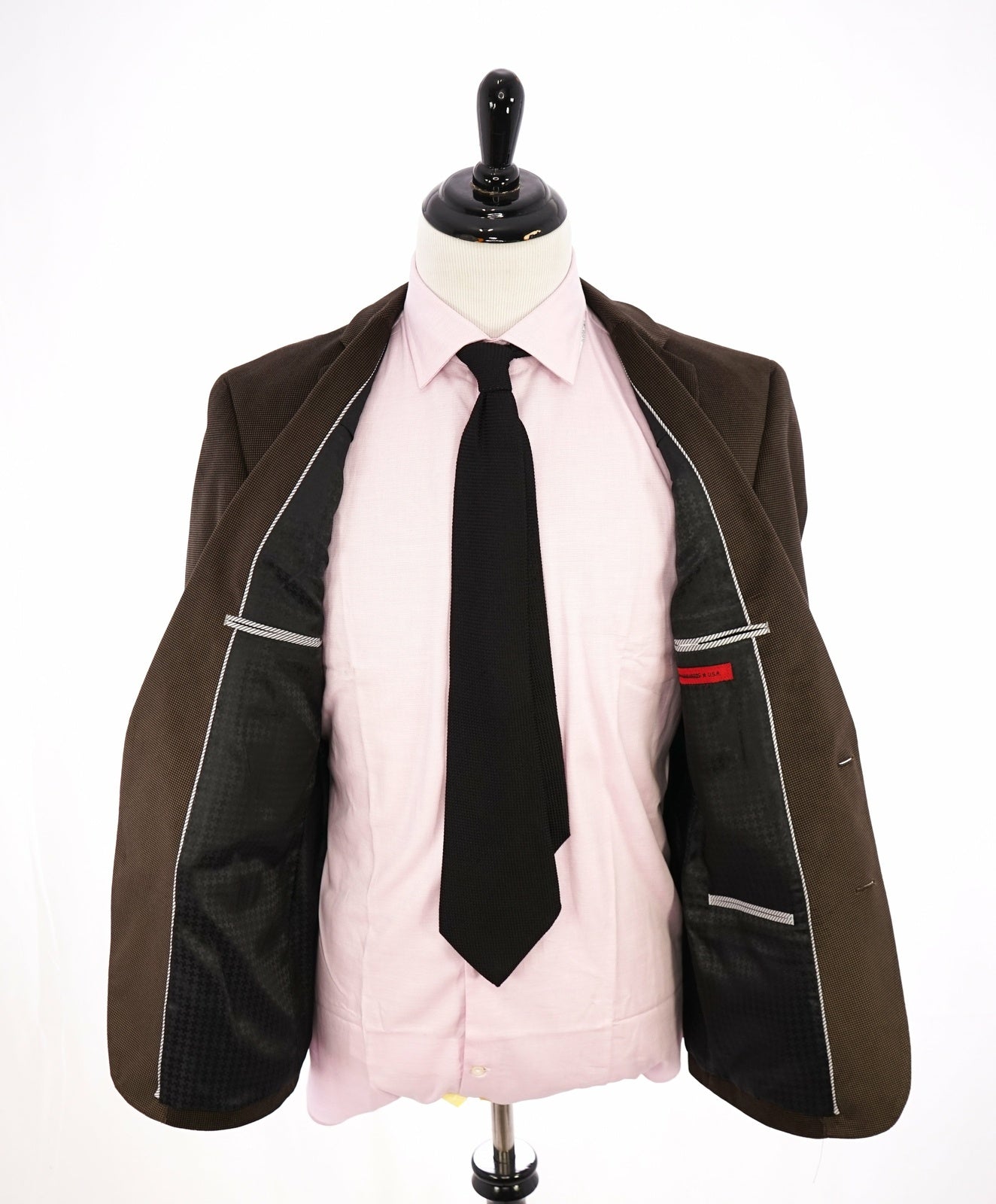 $795 JOHN VARVATOS - Velvet Houndstooth Brown Dinner Jacket / Blazer - 40R