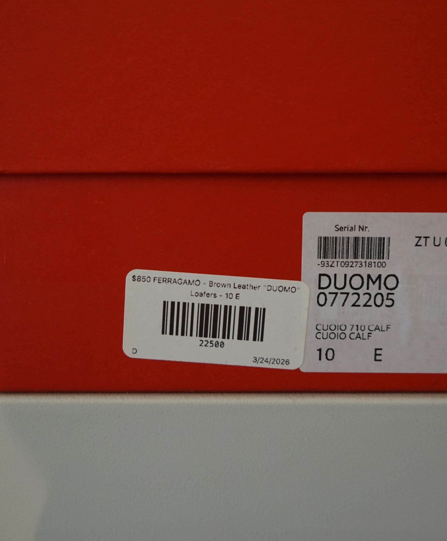 $850 FERRAGAMO - Brown Leather "DUOMO" Loafers - 10 E