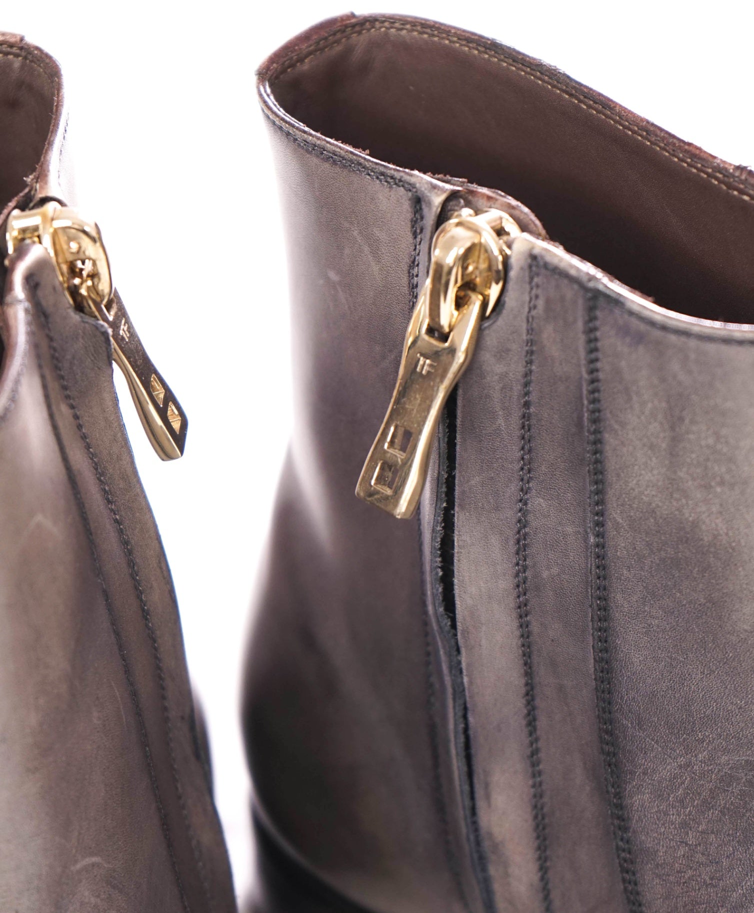 $2,550 TOM FORD - Gray Patina Leather Elkan Zip Boots - US 7.5 (7 TF)