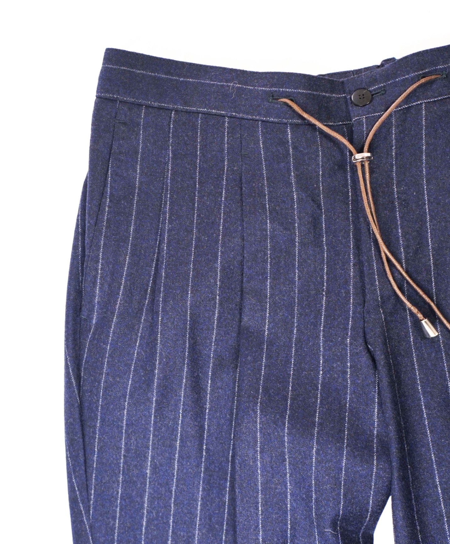 $750 LORO PIANA for CIFONELLI - Blue Wool/Cashmere Drawstring Pants - 32W