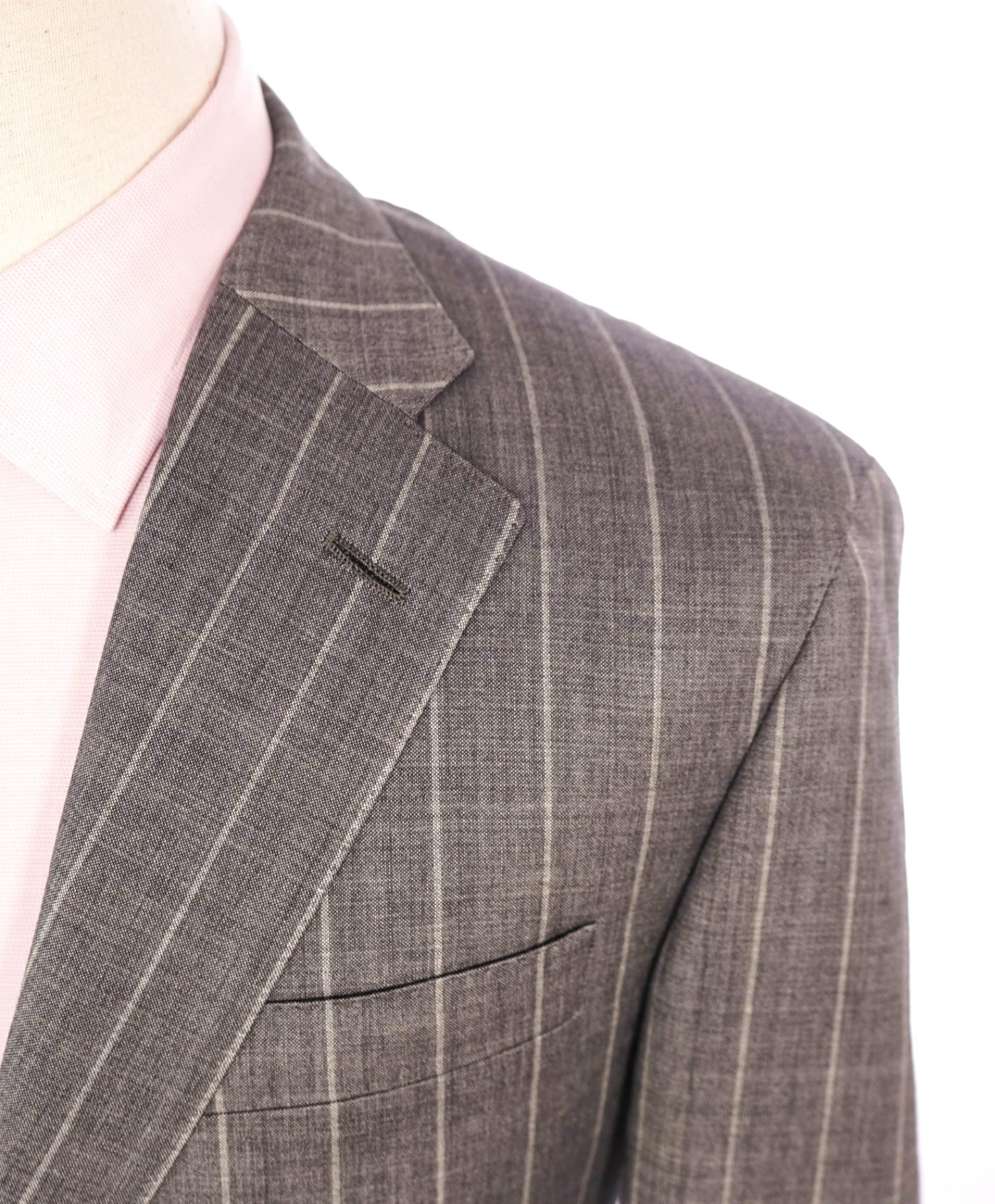 $1,695 HICKEY FREEMAN - Gray Stripe Wool Suit - 40S