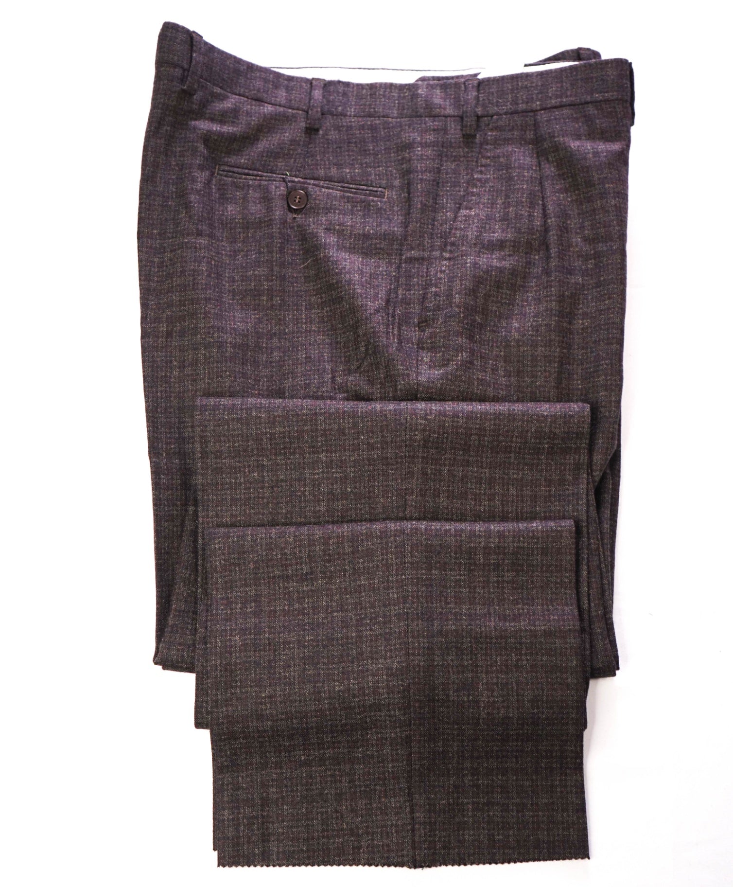 $1,050 BRIONI - Brown Gingham Flannel Wool Pants - 38W