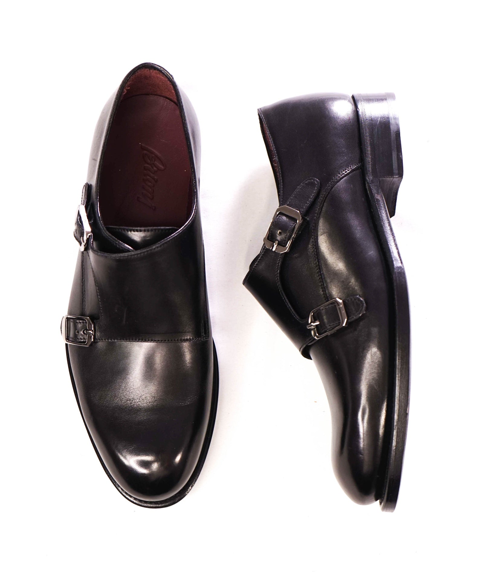 $ 1,500 BRIONI - Black GOODYEAR Leather Monk Strap - US 8 (7UK)