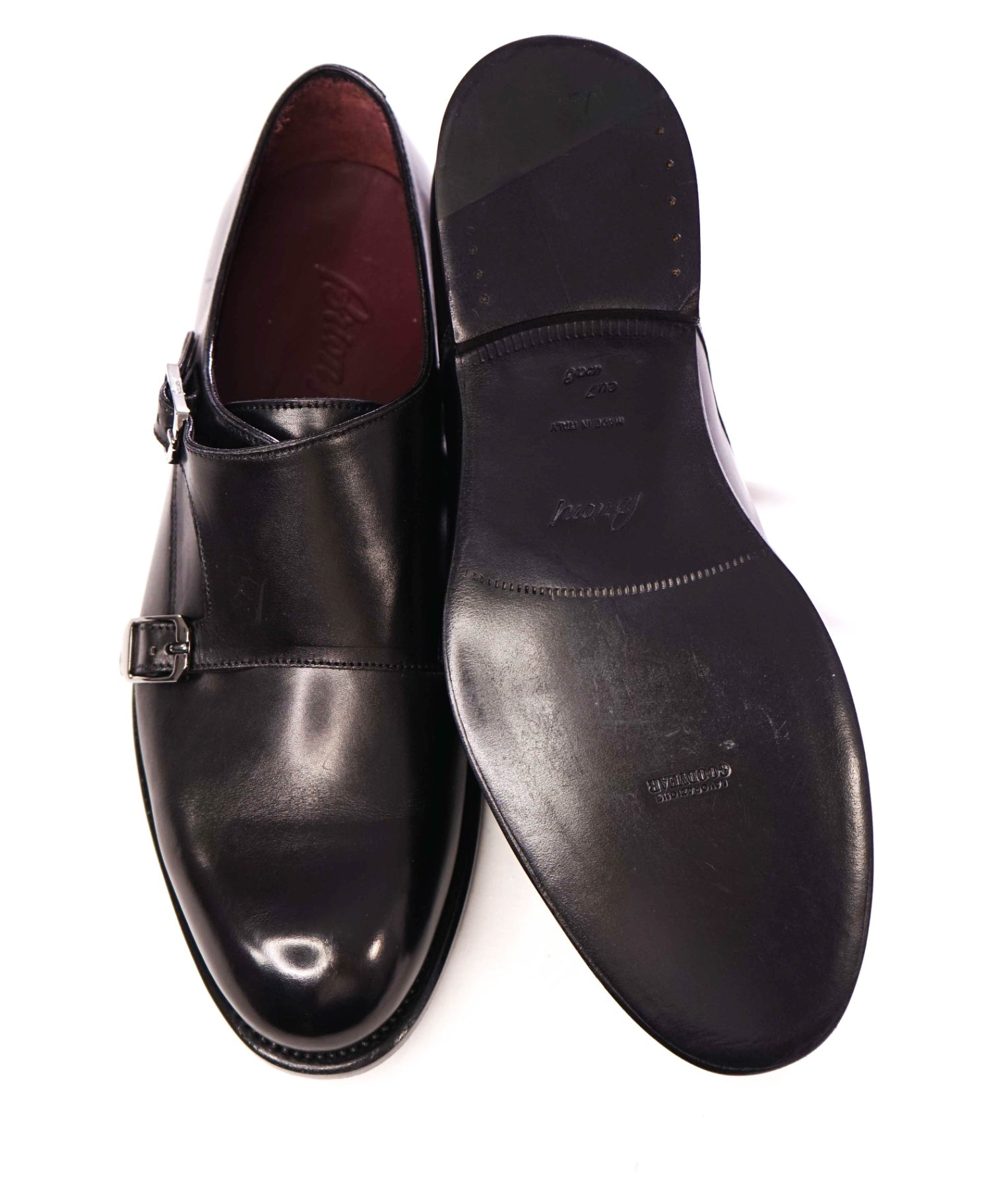 $ 1,500 BRIONI - Black GOODYEAR Leather Monk Strap - US 8 (7UK)