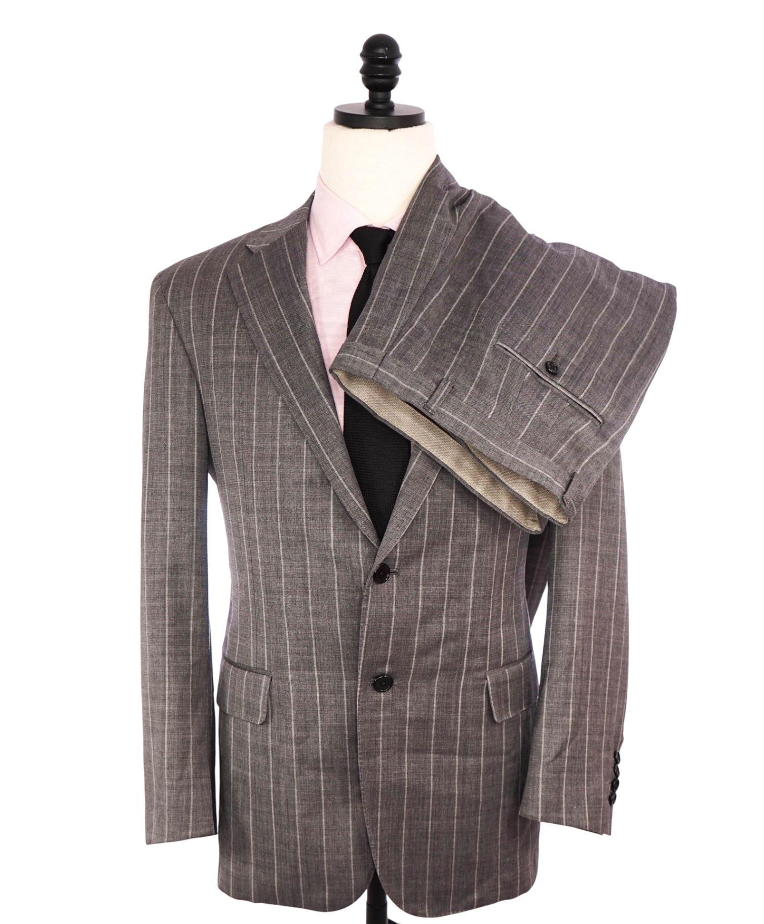 $1,695 HICKEY FREEMAN - Gray Stripe Wool Suit - 40S