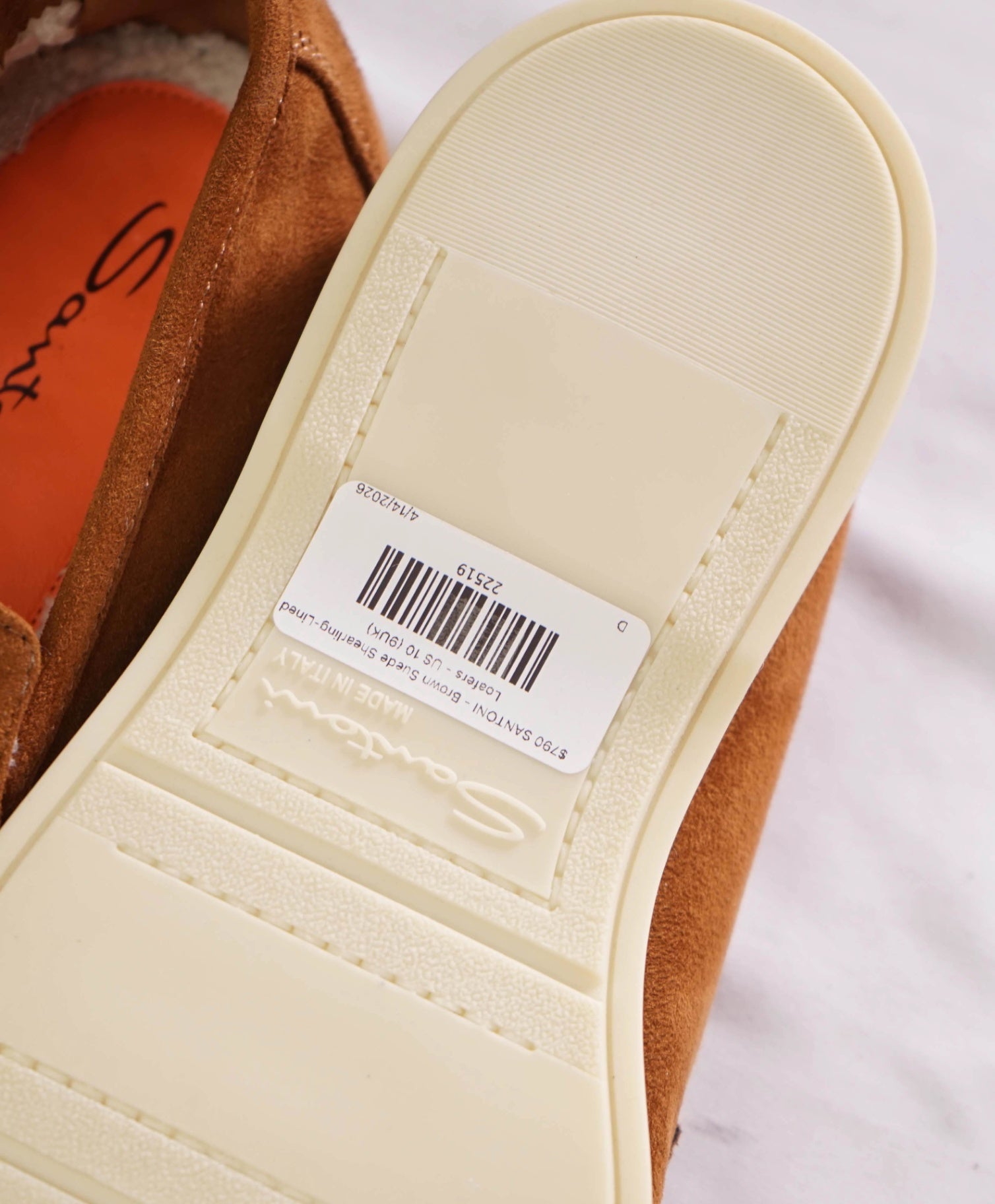 $990 SANTONI - Brown Suede Shearling-Lined Loafers - US 10 (9UK)