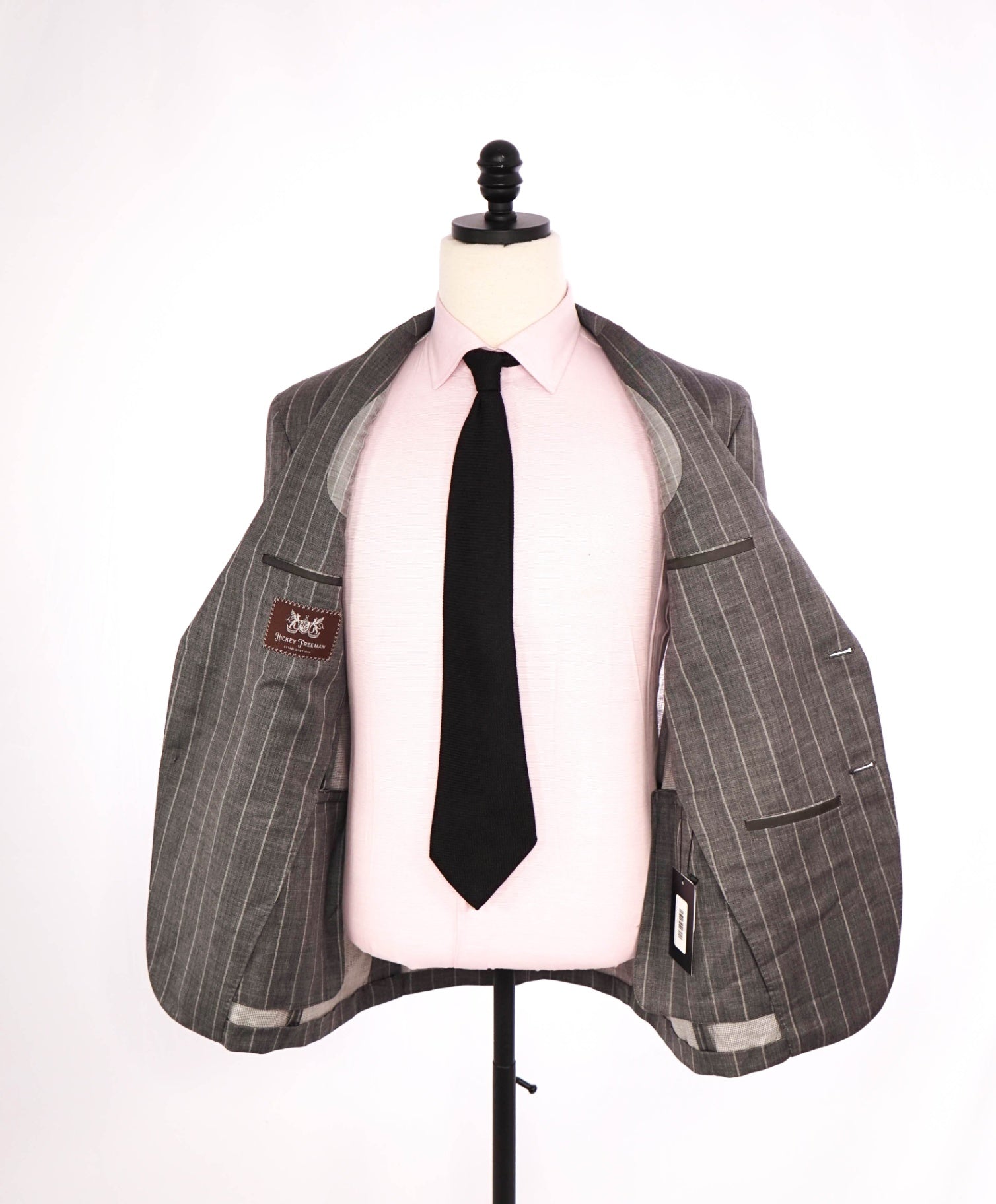 $1,695 HICKEY FREEMAN - Gray Stripe Wool Suit - 40S