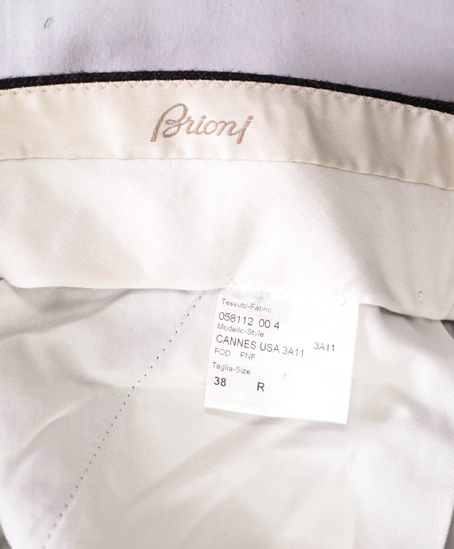 $1,050 BRIONI - Brown Gingham Flannel Wool Pants - 38W