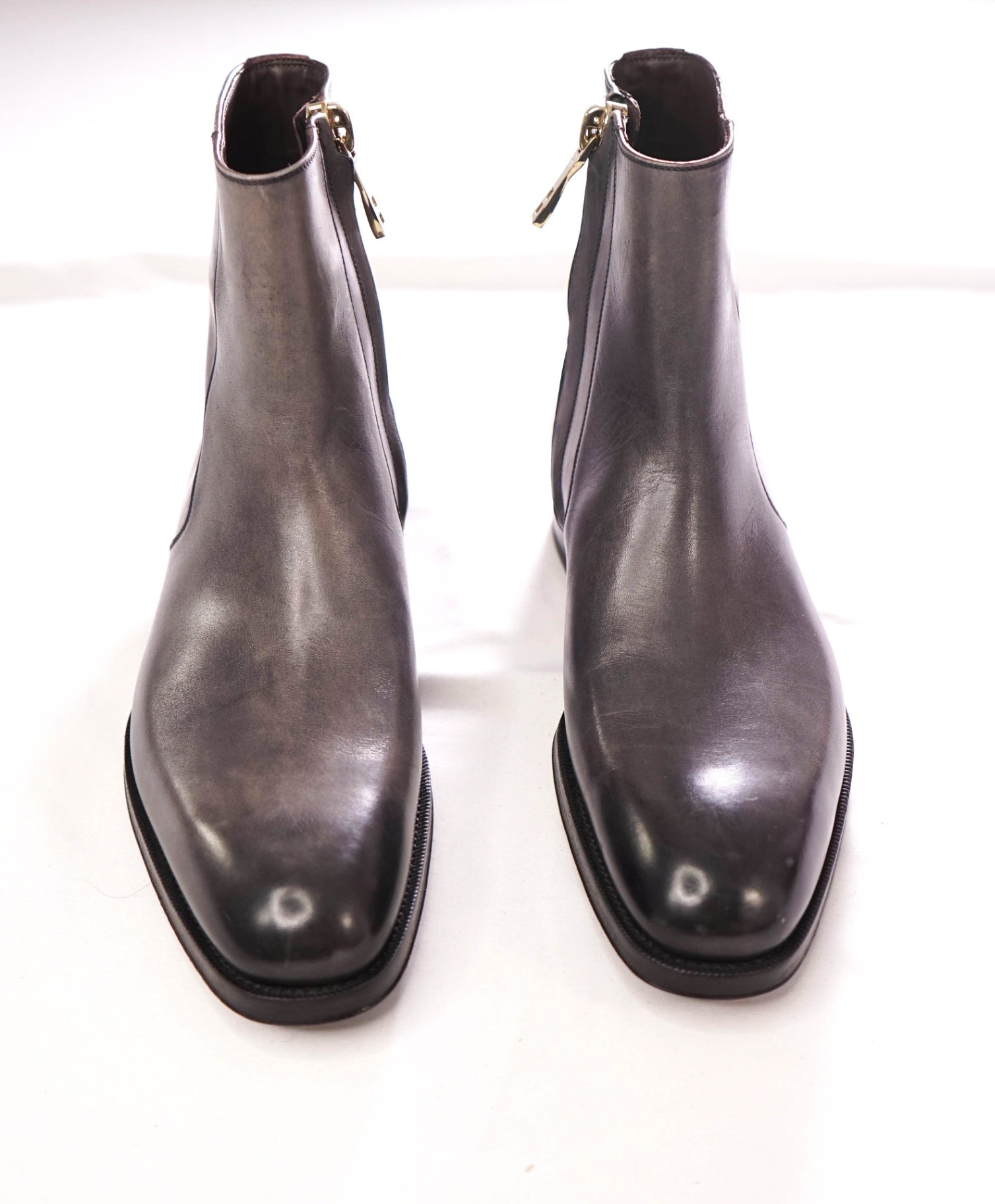 $2,550 TOM FORD - Gray Patina Leather Elkan Zip Boots - US 7.5 (7 TF)
