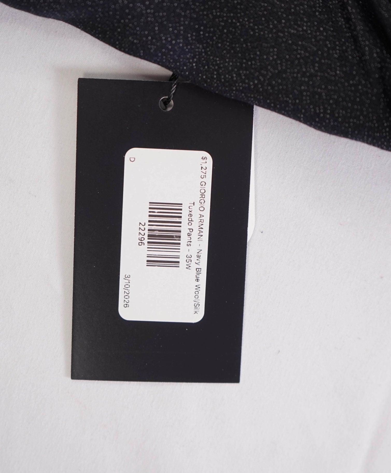 $1,275 GIORGIO ARMANI - Navy Wool/Silk Tuxedo Pants - 35W