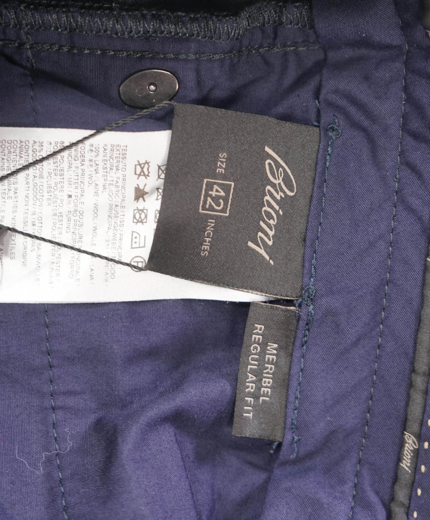 $1,095 BRIONI - Navy Blue Flannel Wool 5 Pocket Pants - 41W
