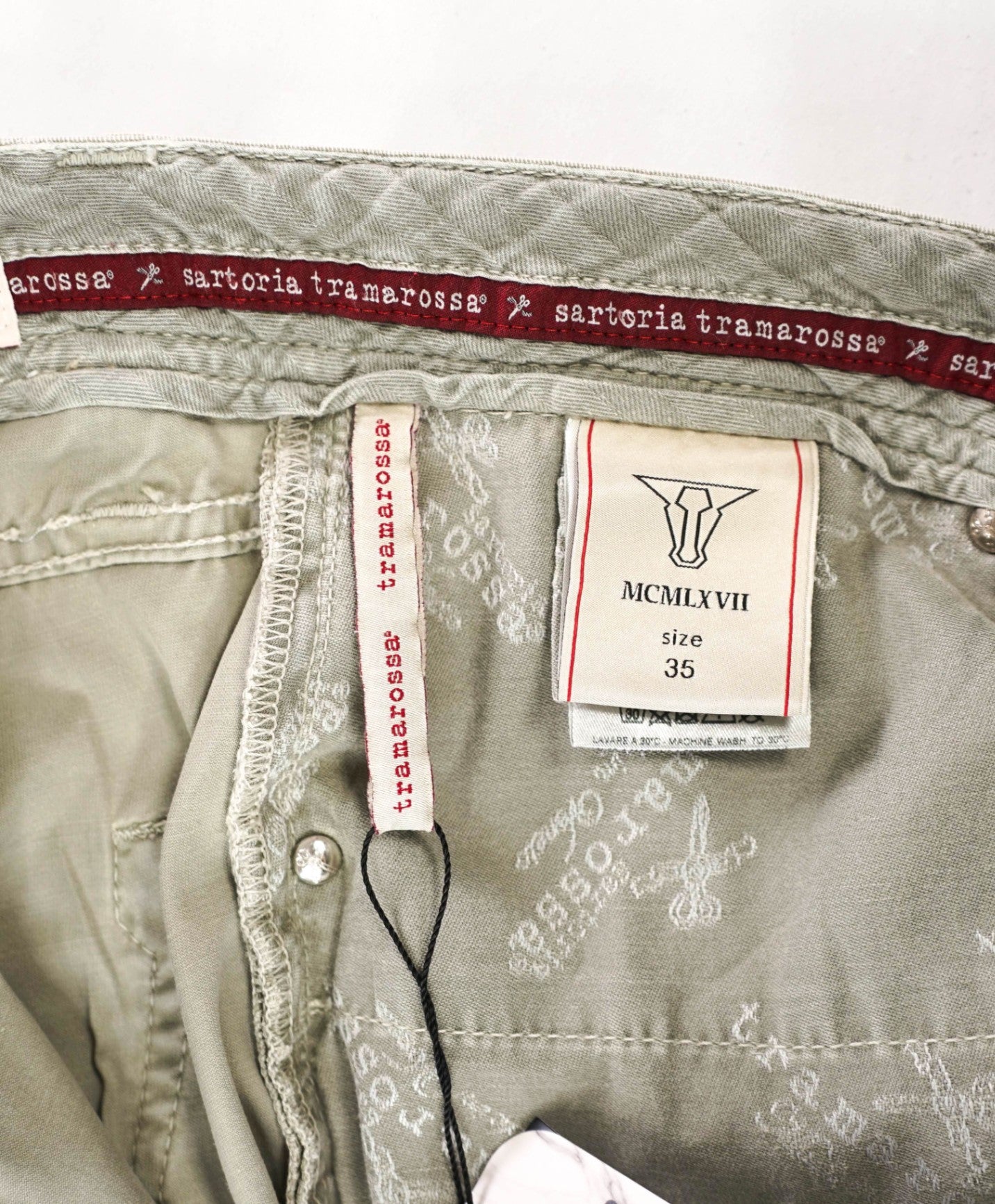 $675 TRAMAROSSA - Gray "LEONARDO" Cotton Trousers - 33W