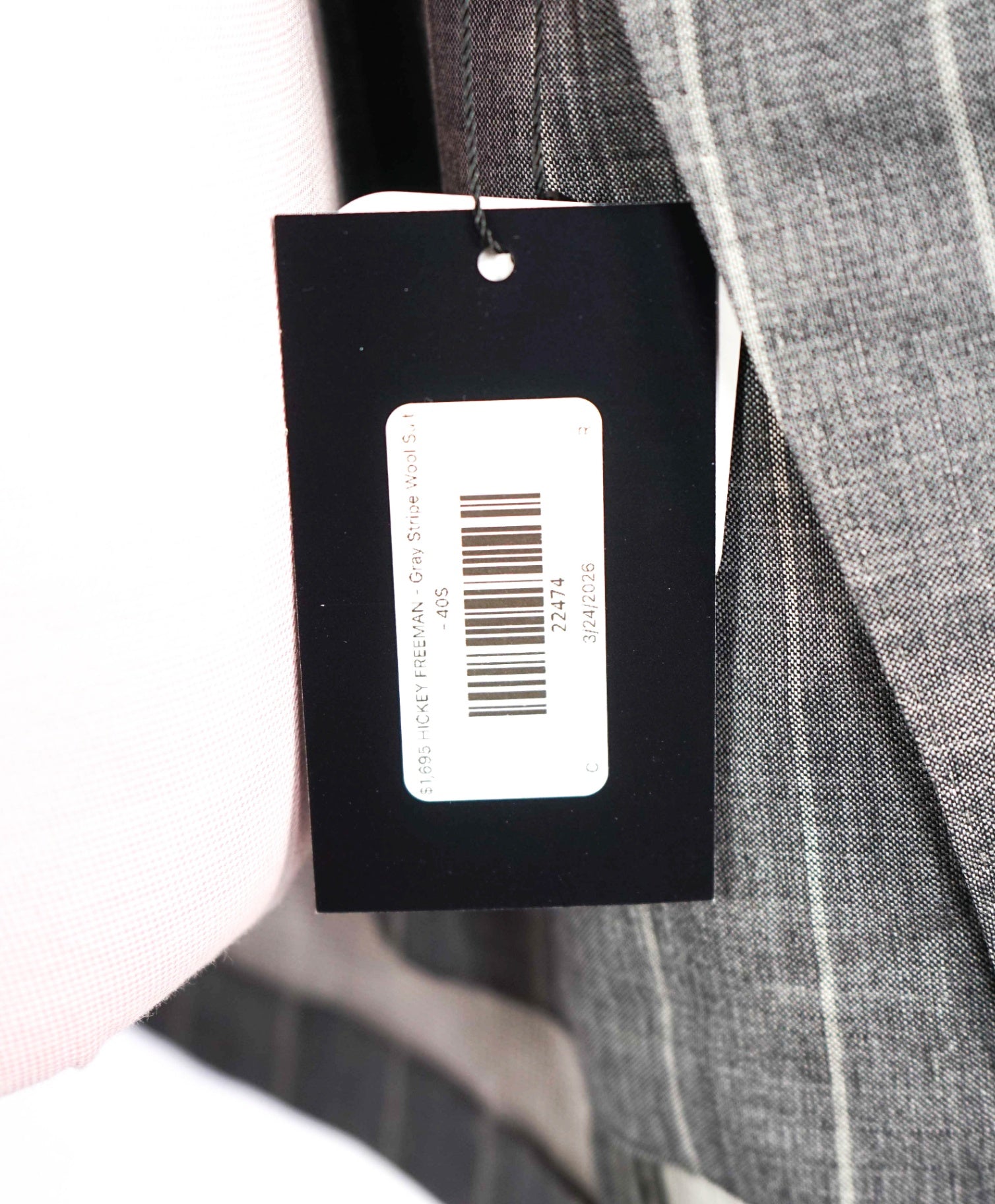 $1,695 HICKEY FREEMAN - Gray Stripe Wool Suit - 40S