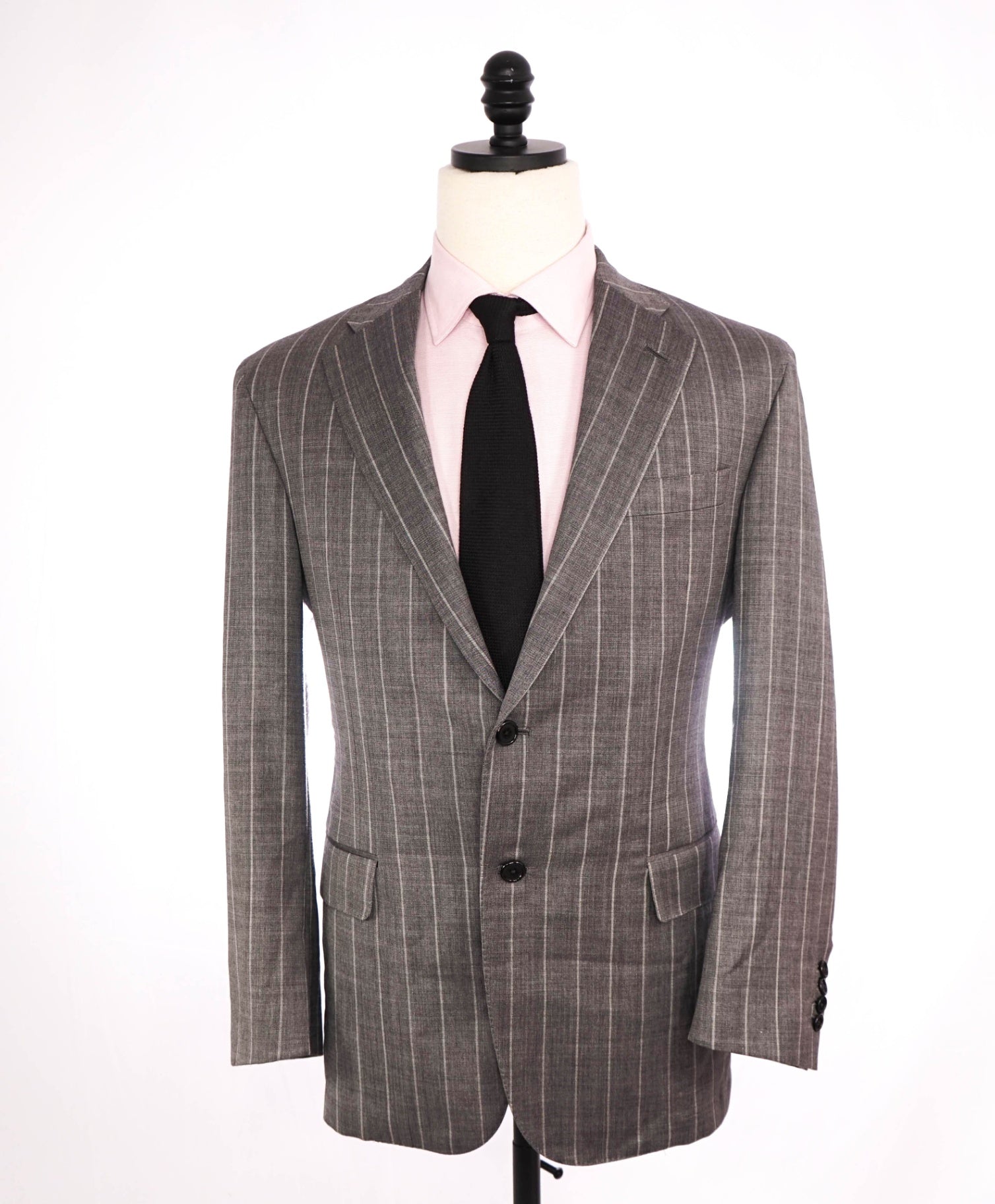 $1,695 HICKEY FREEMAN - Gray Stripe Wool Suit - 40S