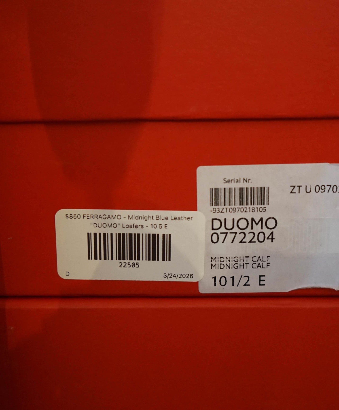 $850 FERRAGAMO - Midnight Blue Leather "DUOMO" Loafers - 10.5 E