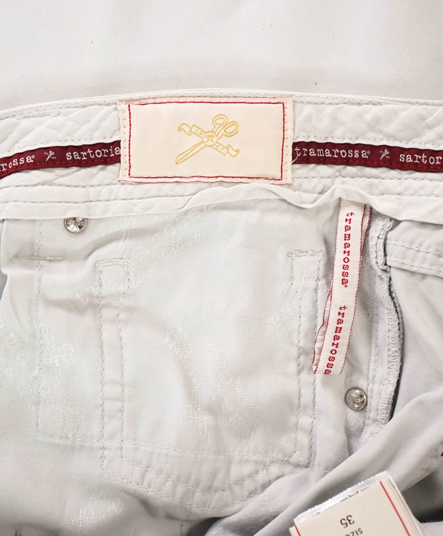 $675 SARTORIA TRAMAROSSA - Light Gray "LEONARDO" Cotton Trousers - 33W