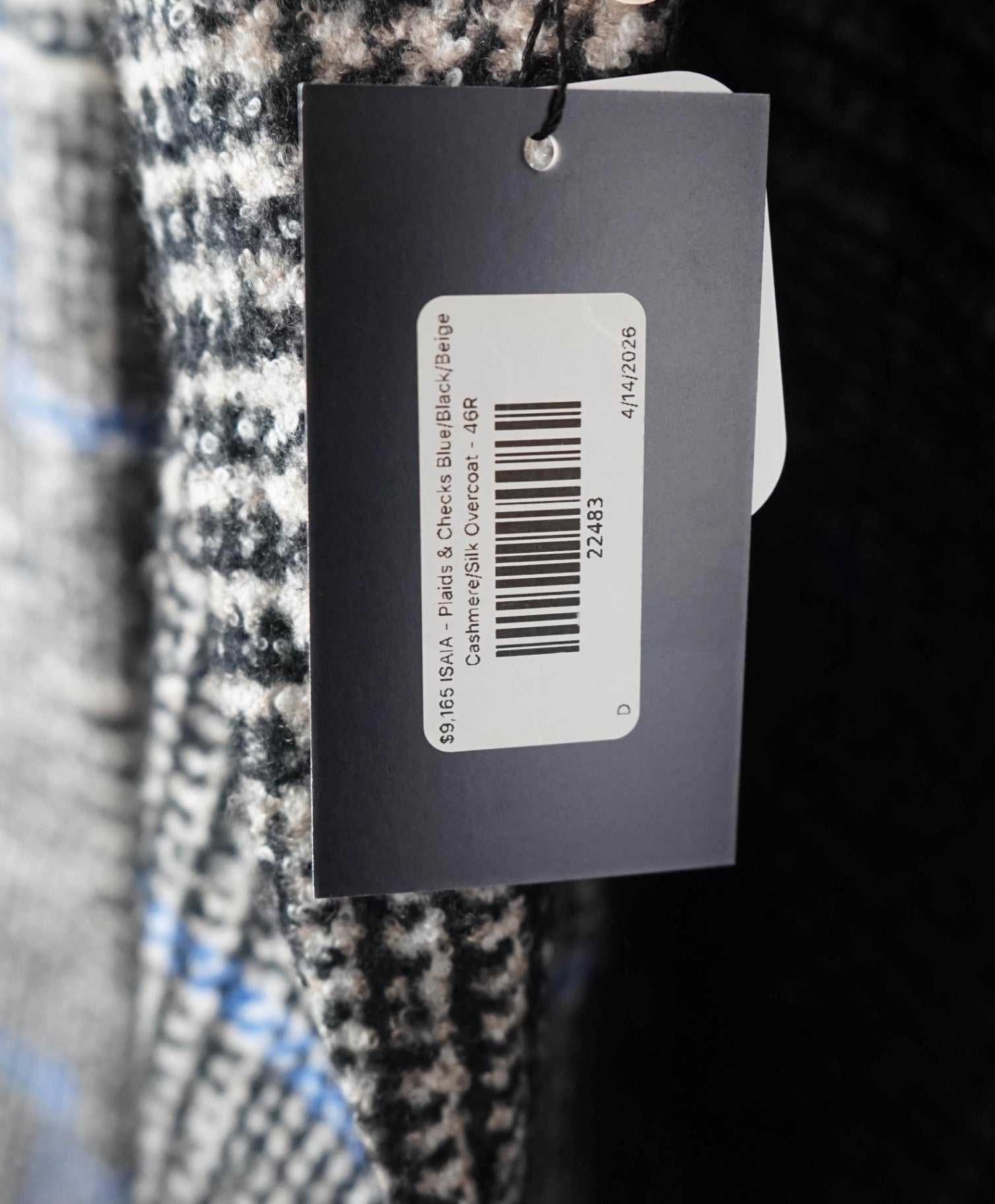 $9,165 ISAIA - Plaids & Checks **87% CASHMERE**/Silk Overcoat - 46R