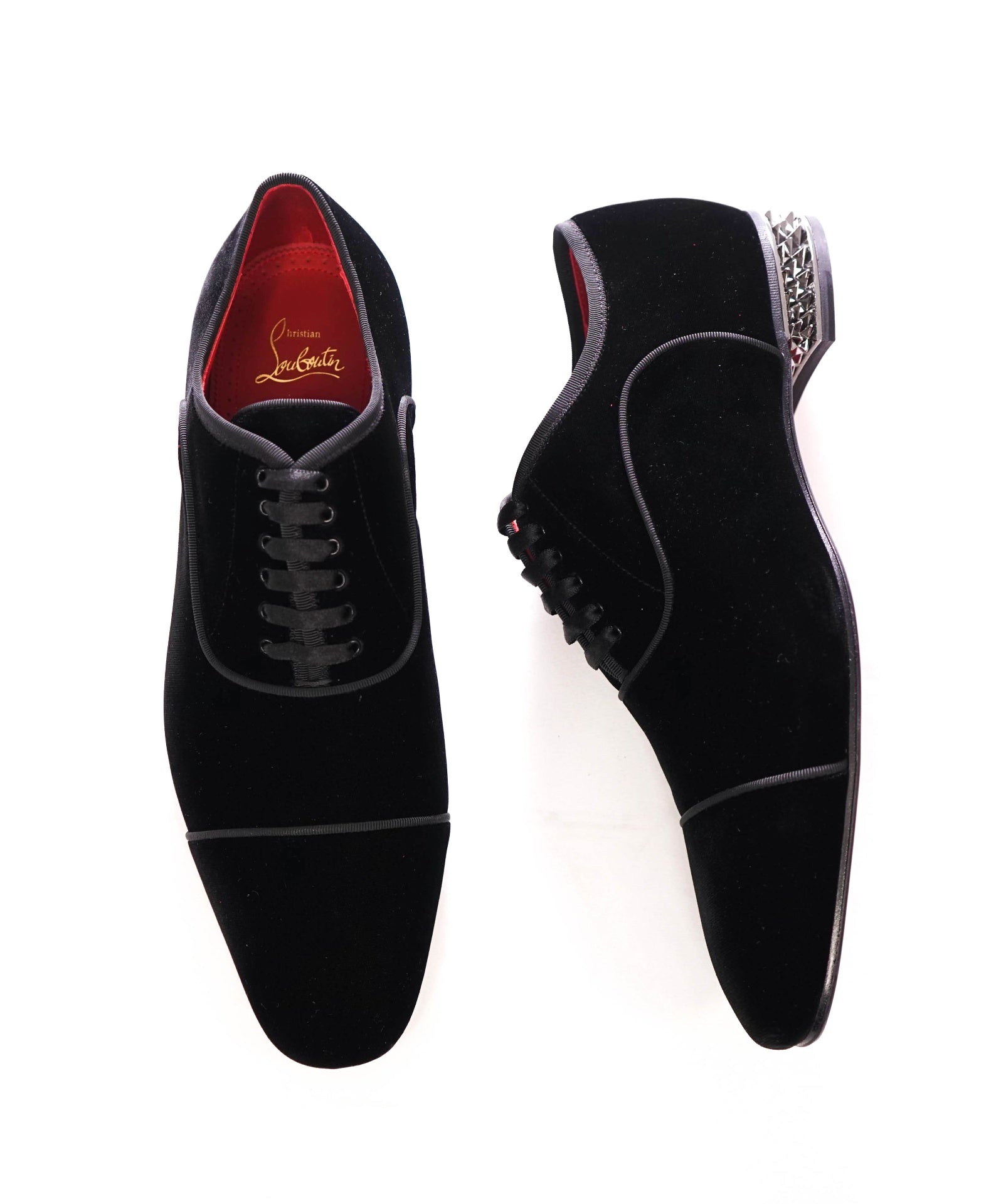 $1,295 LOUBOUTIN - Black Velvet "GREGGYROCKS" Oxfords - 9.5 (42.5EU)