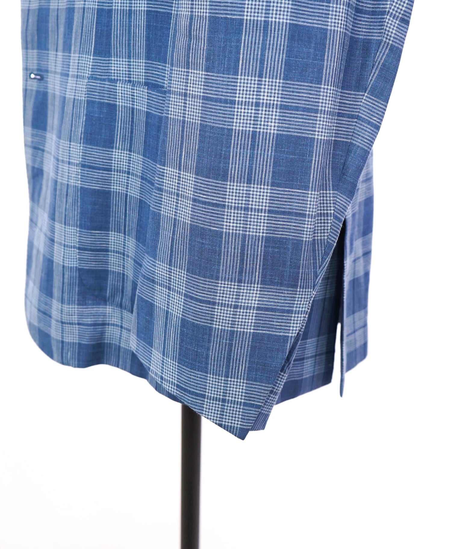 $3,575 ZEGNA - Blue Plaid Wool/Silk/Linen Blazer - 44S