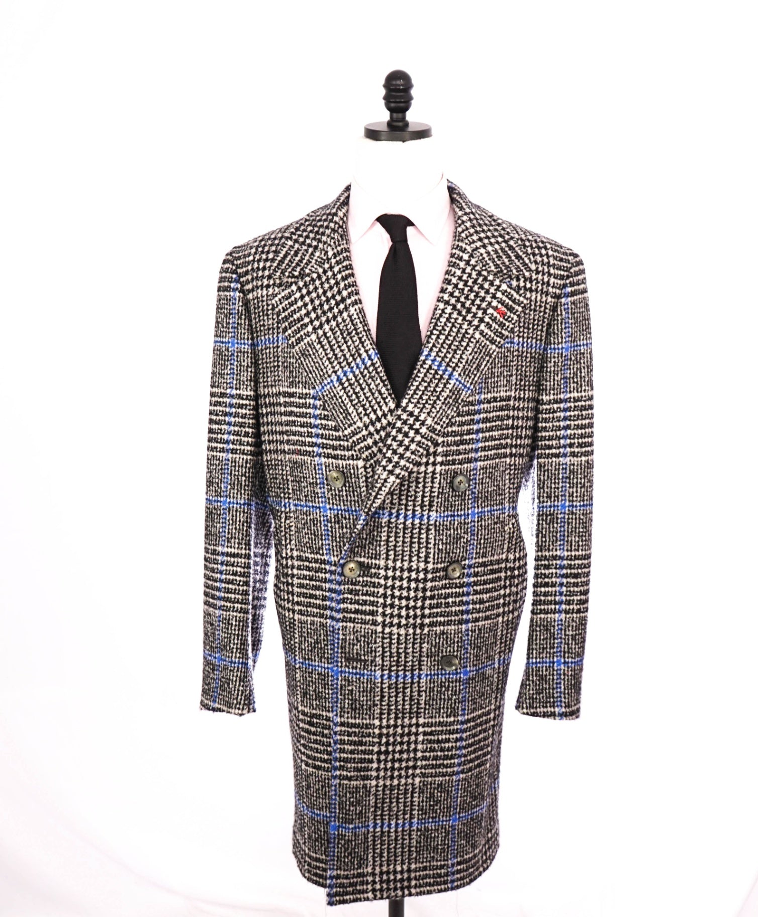 $9,165 ISAIA - Plaids & Checks **87% CASHMERE**/Silk Overcoat - 46R