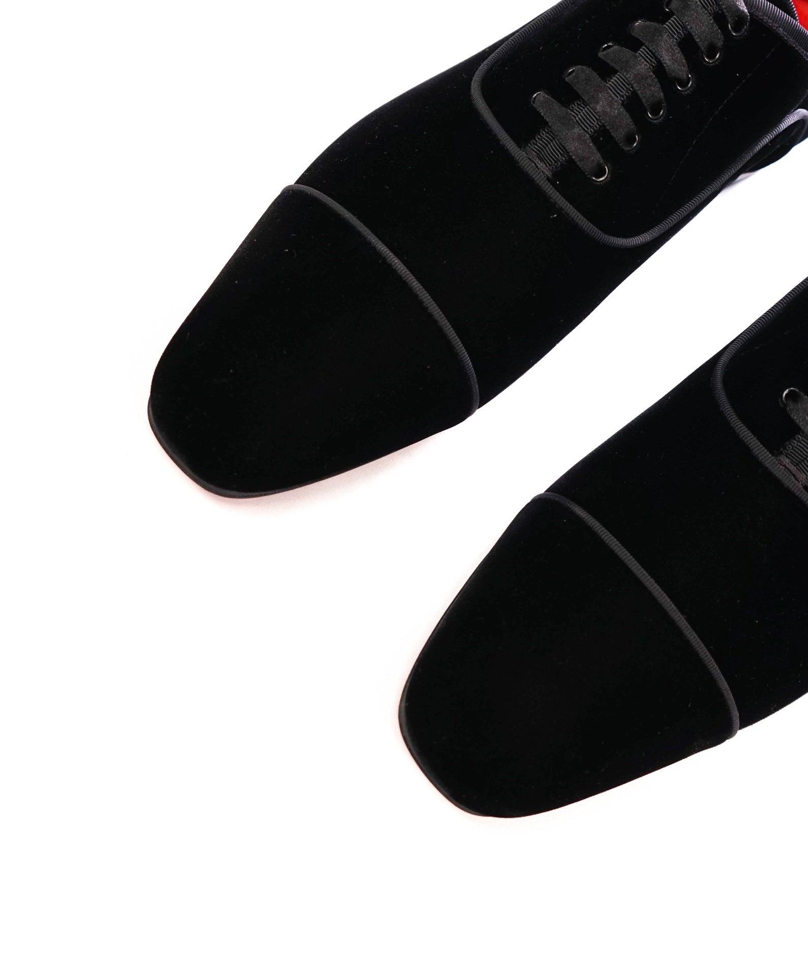 $1,295 LOUBOUTIN - Black Velvet "GREGGYROCKS" Oxfords - 9.5 (42.5EU)