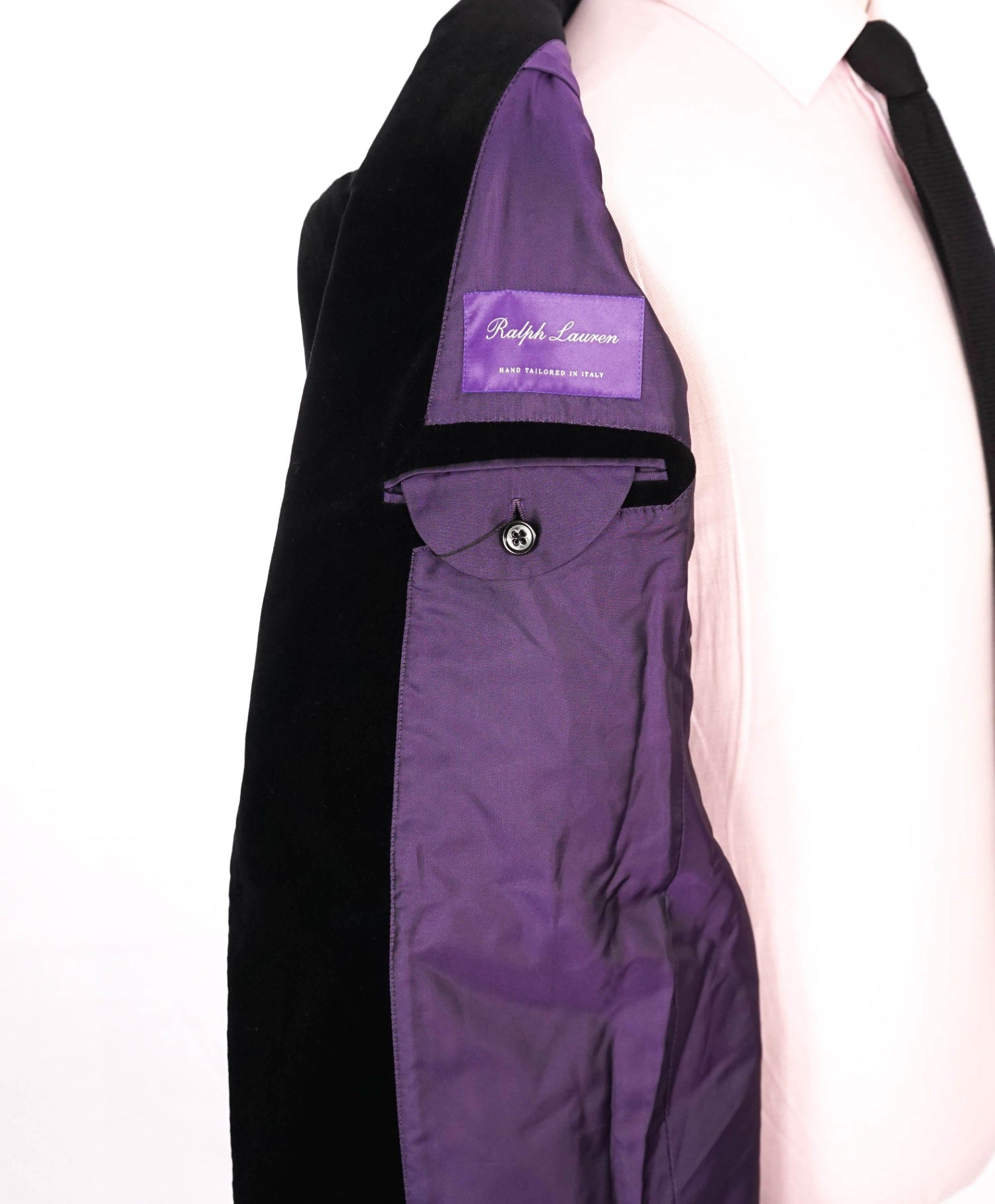 $2,695 RALPH LAUREN PURPLE LABEL - Black Velvet Smoking Jacket - 38R