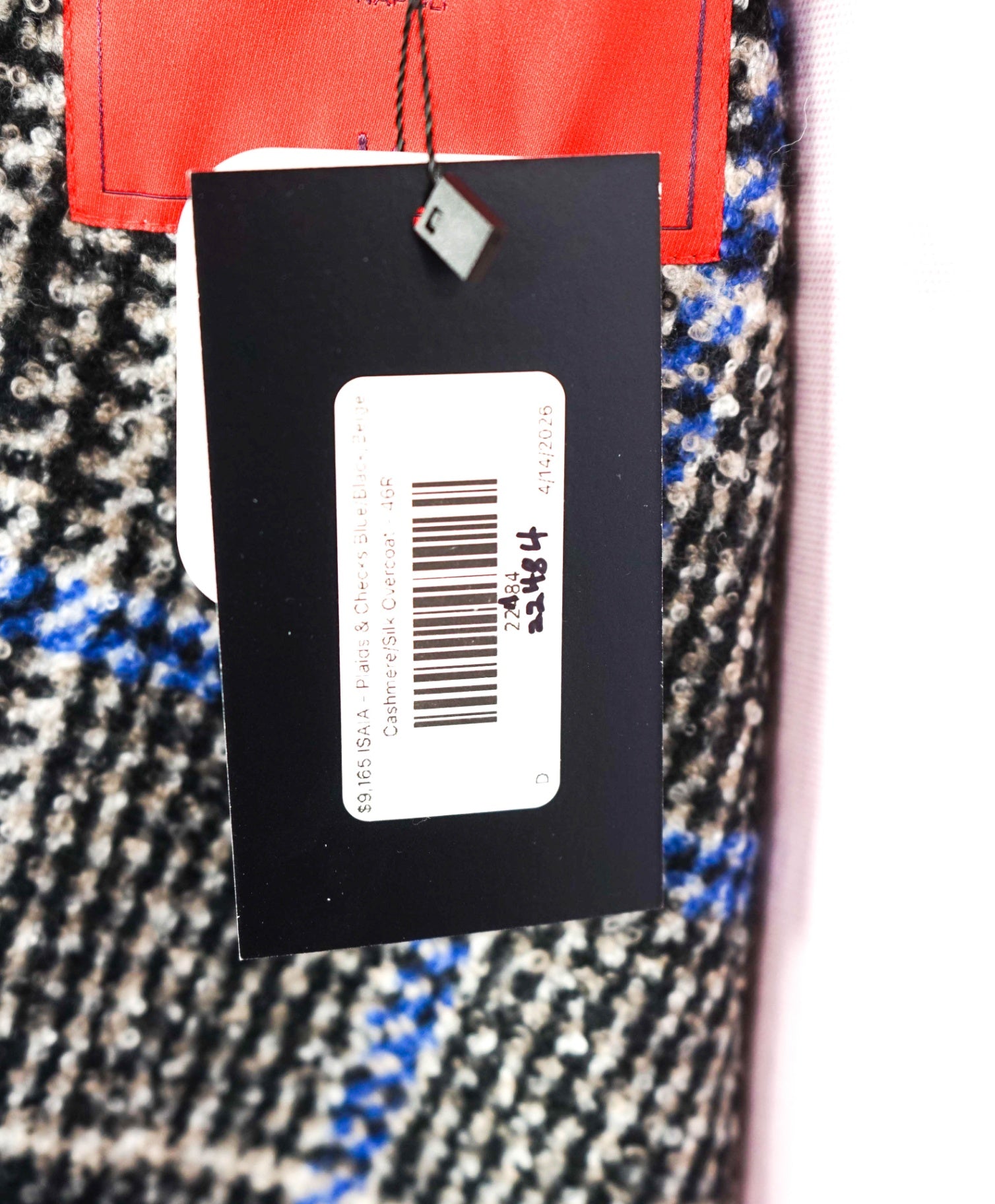 $9,165 ISAIA - Plaids & Checks **87% CASHMERE**/Silk Overcoat - 46R