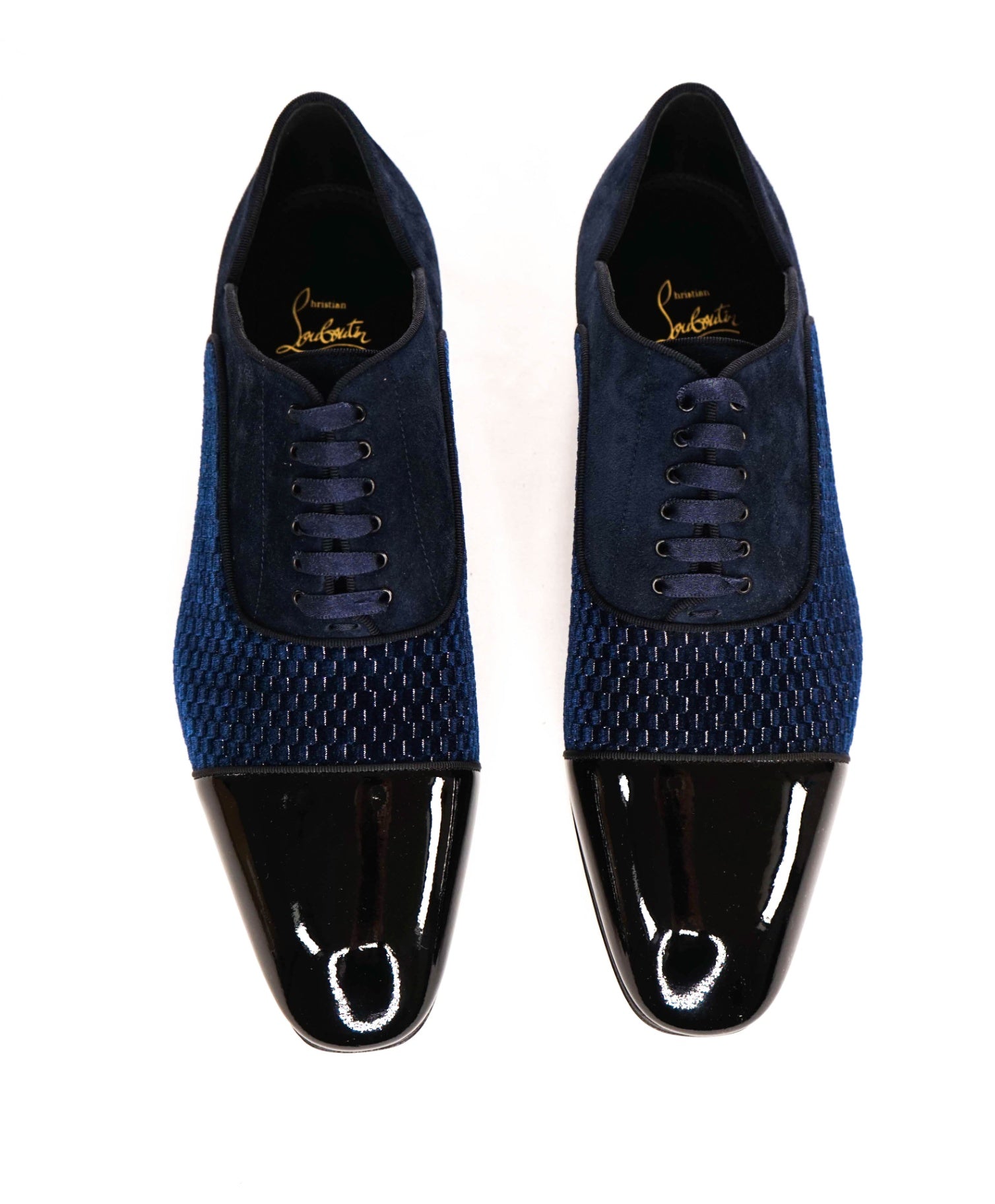 $1,200 LOUBOUTIN - Blue Leather "GREGGY CHICK" Oxfords - US 12 (45EU)