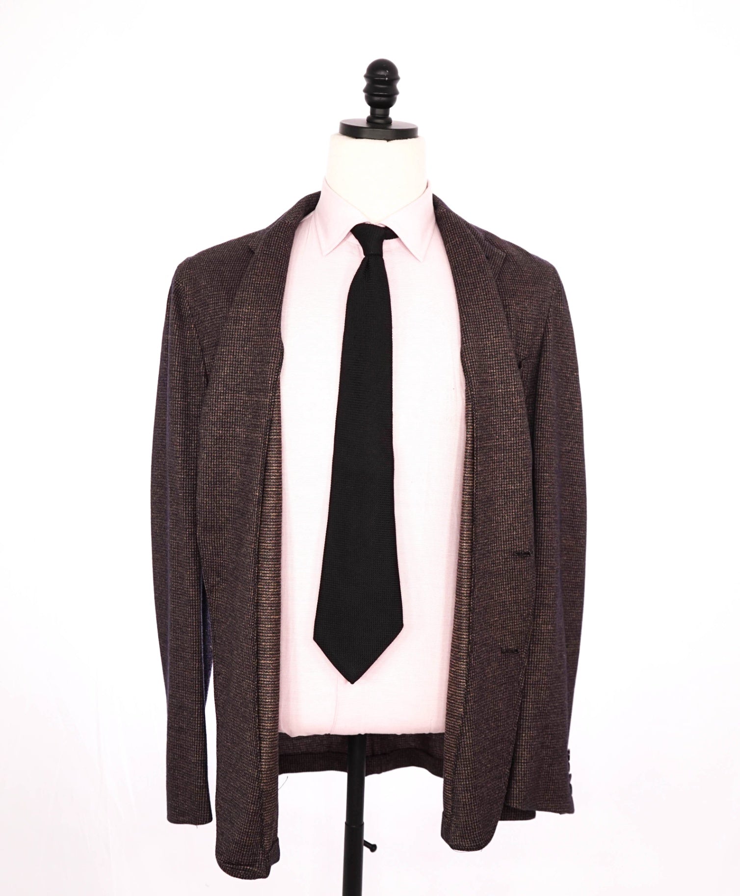 $6,250 ZEGNA - Brown Houndstooth Linen/Cashmere/Silk Blazer - 46R