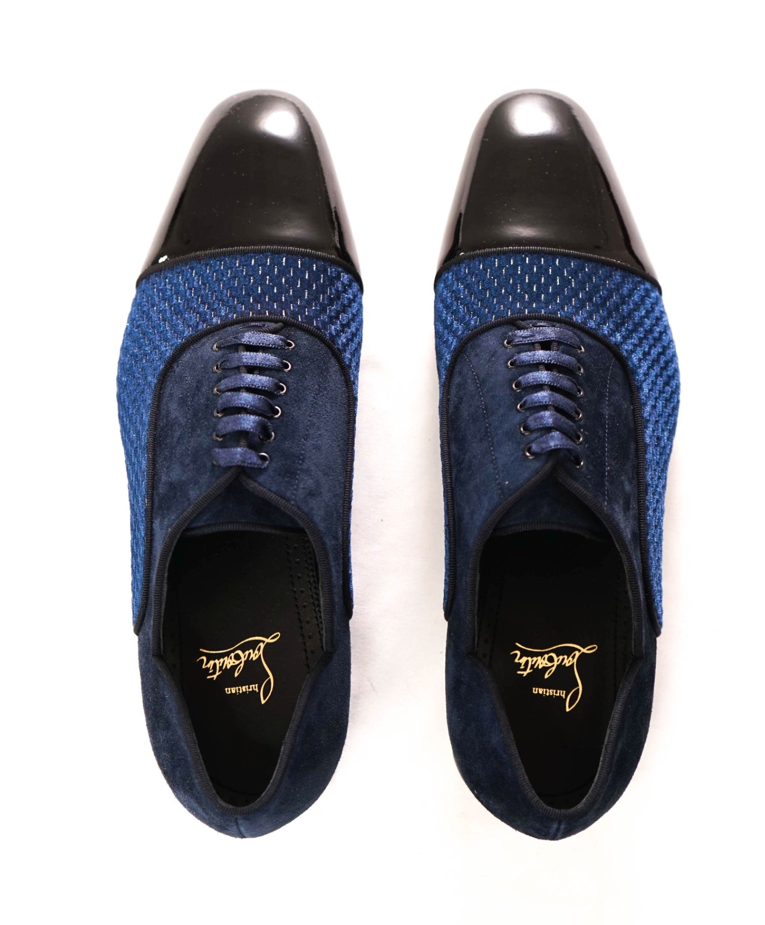 $1,200 LOUBOUTIN - Blue Leather "GREGGY CHICK" Oxfords - US 12 (45EU)
