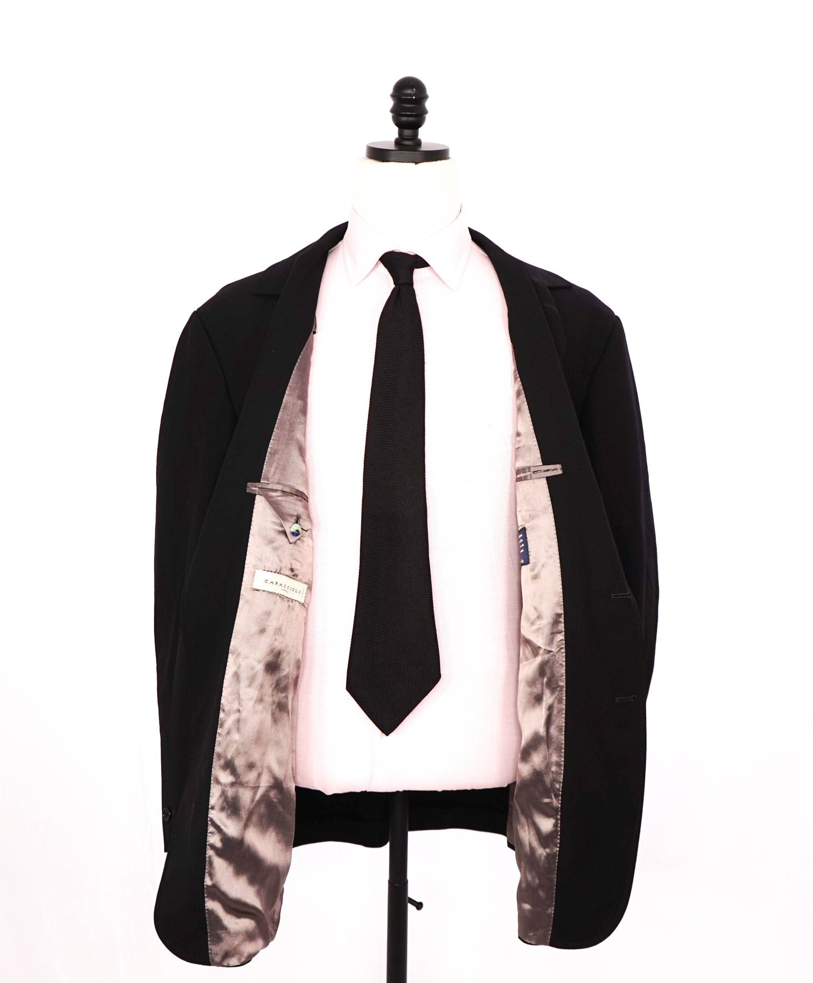 $1,295 CARACCIOLO - Solid Black Wool 2/3-Btn Jacket Overshirt - 48R