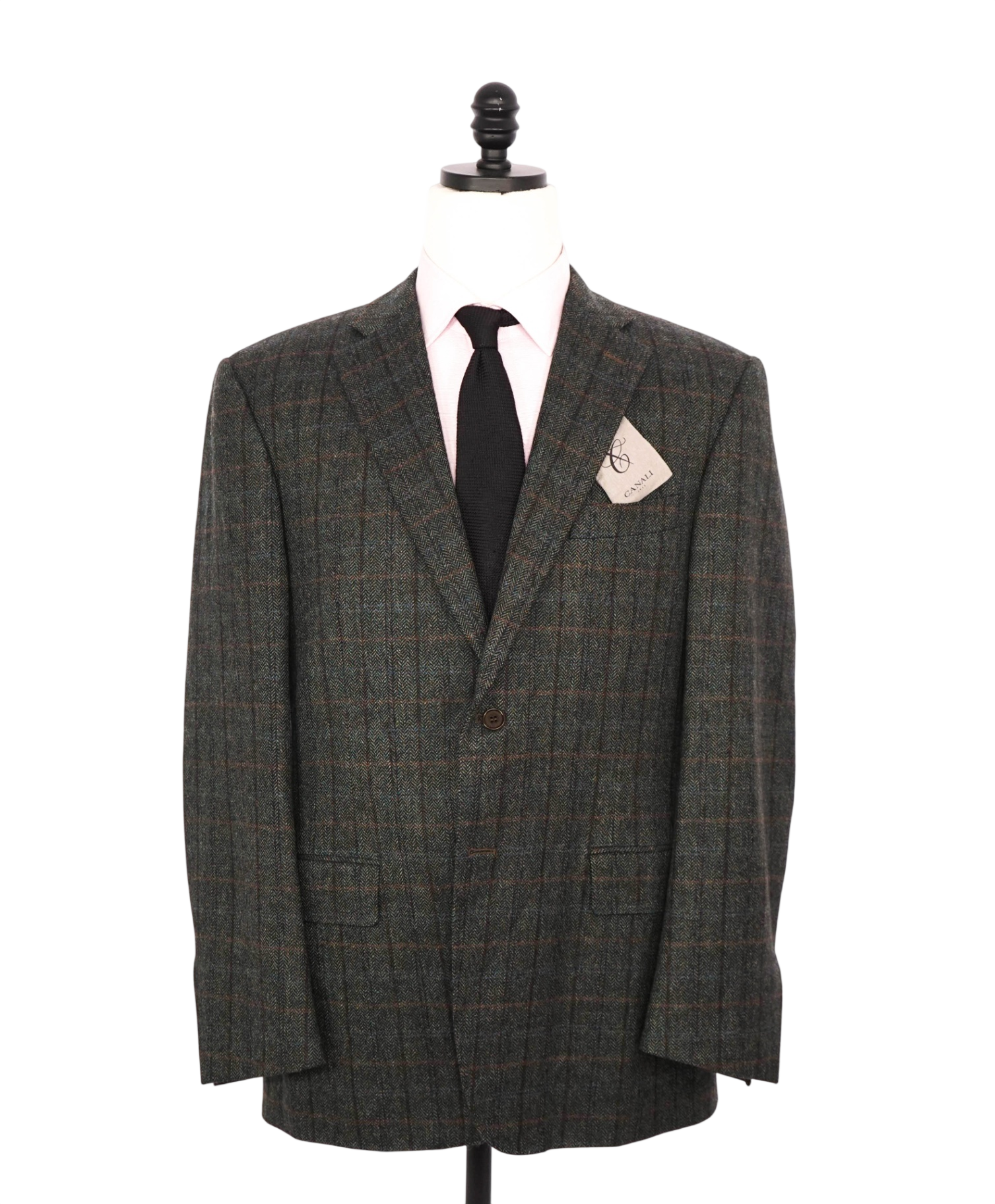 $1,895 CANALI - Green Plaid Tweed Wool Blazer - 42R