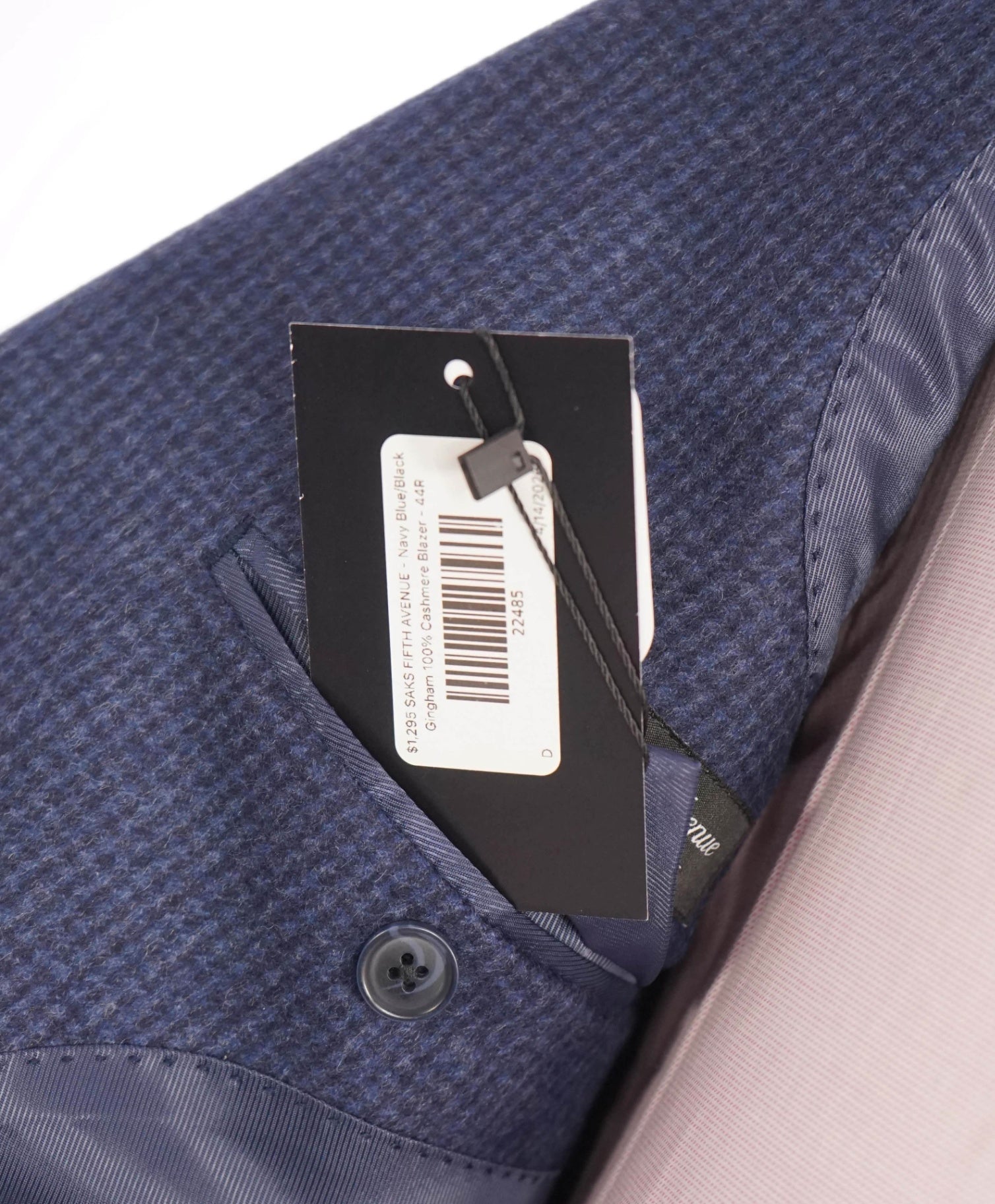 $1,295 SAKS FIFTH AVENUE - Blue Check 100% Cashmere Blazer - 44R