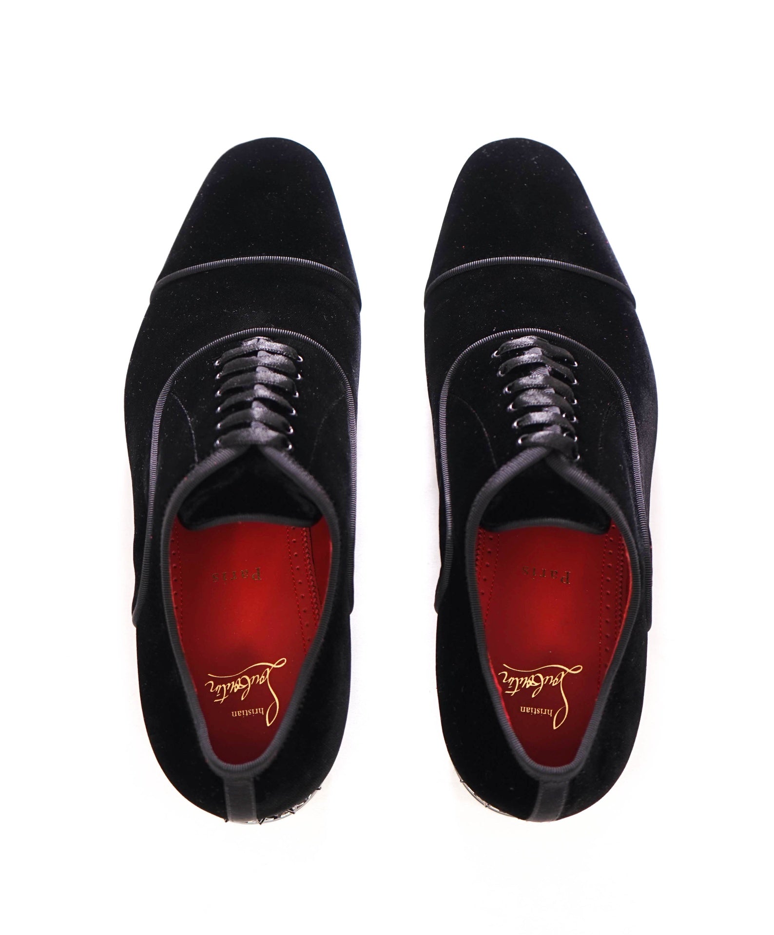 $1,295 LOUBOUTIN - Black Velvet "GREGGYROCKS" Oxfords - 9.5 (42.5EU)