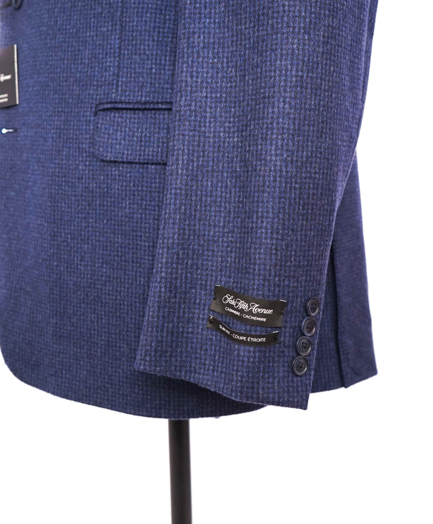 $1,295 SAKS FIFTH AVENUE - Blue Check 100% Cashmere Blazer - 44R