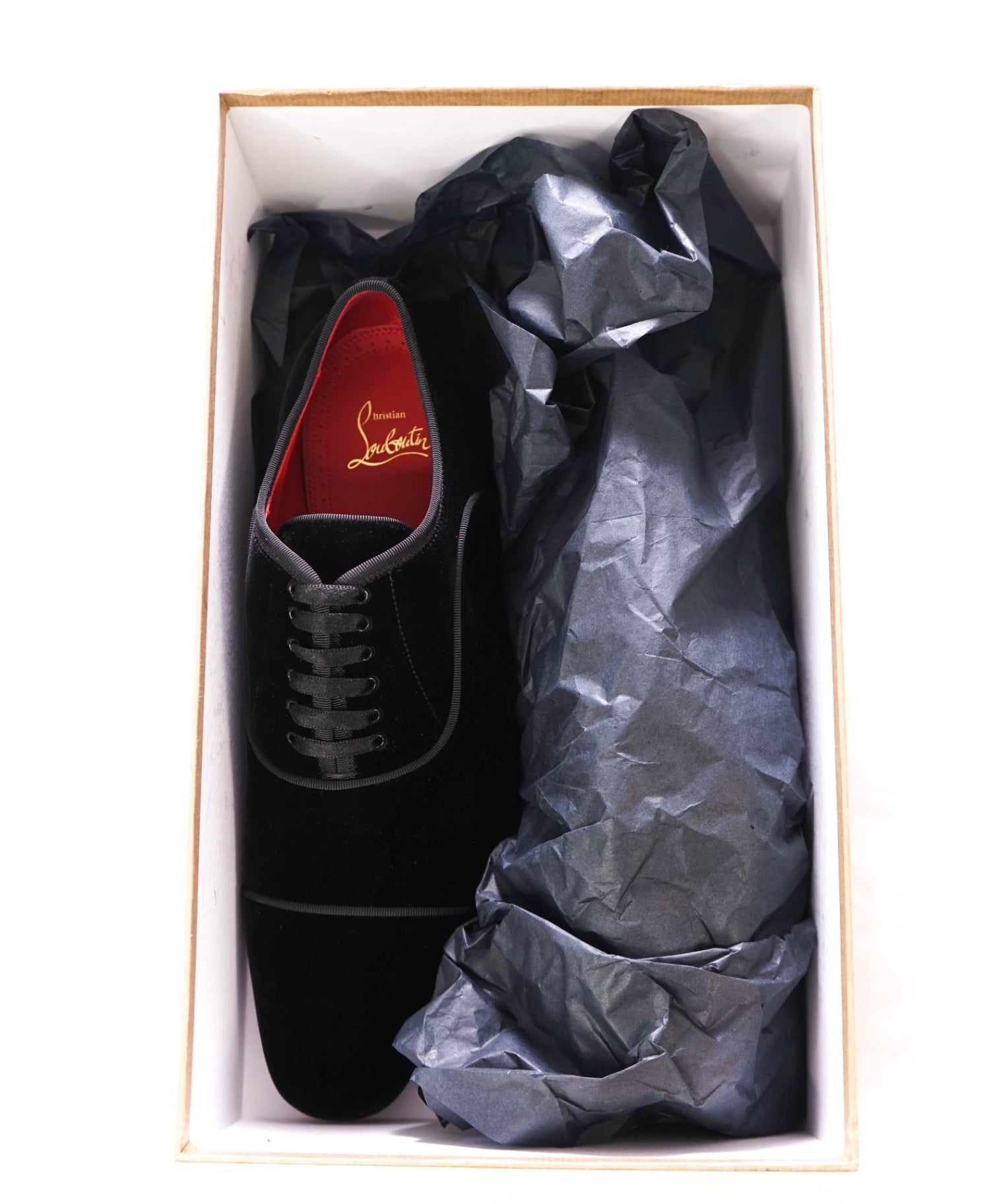$1,295 LOUBOUTIN - Black Velvet "GREGGYROCKS" Oxfords - 9.5 (42.5EU)