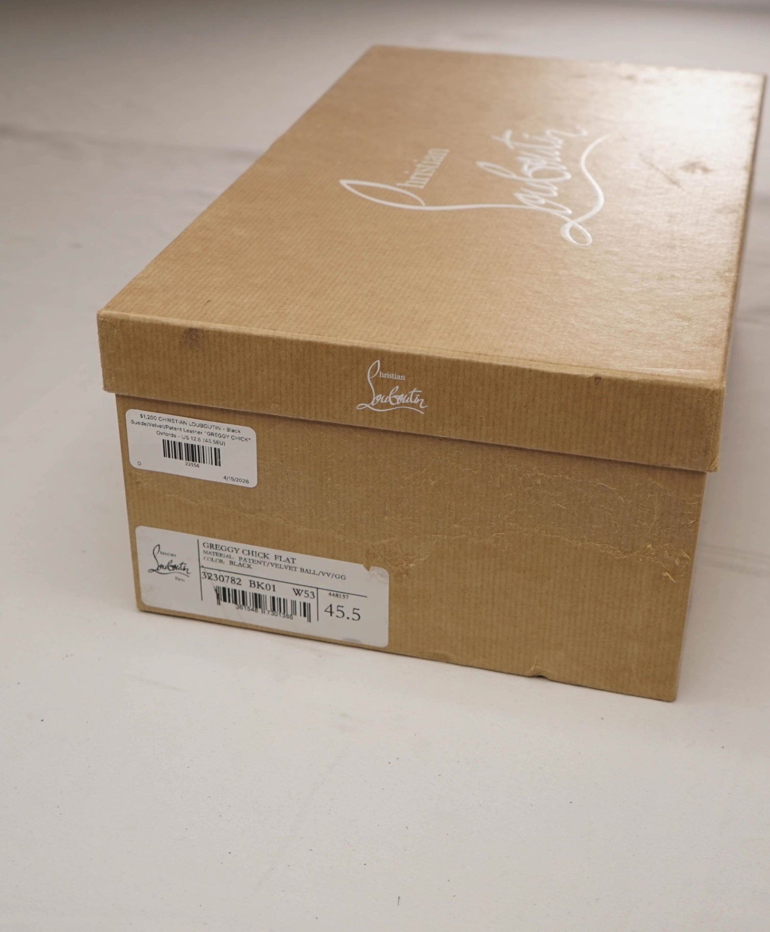 $1,200 LOUBOUTIN - Black Leather "GREGGY CHICK" Oxfords - US 12.5 (45.5EU)