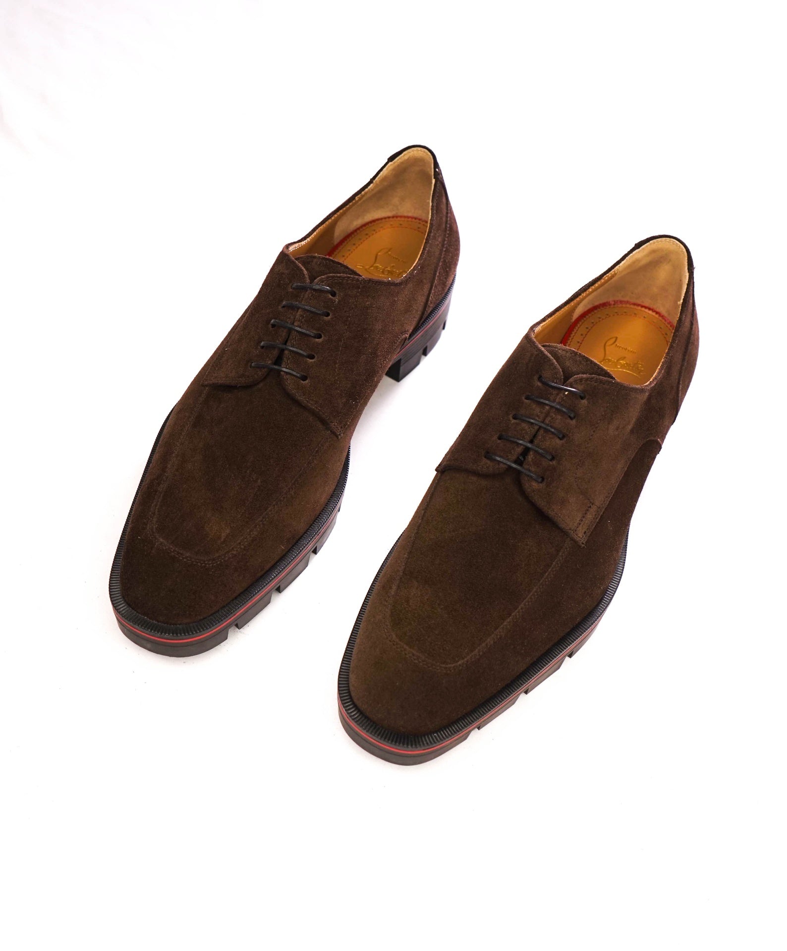 $1,190 LOUBOUTIN - Brown Suede Lug Sole *DAVISOL* Derby - US 10 (43EU)