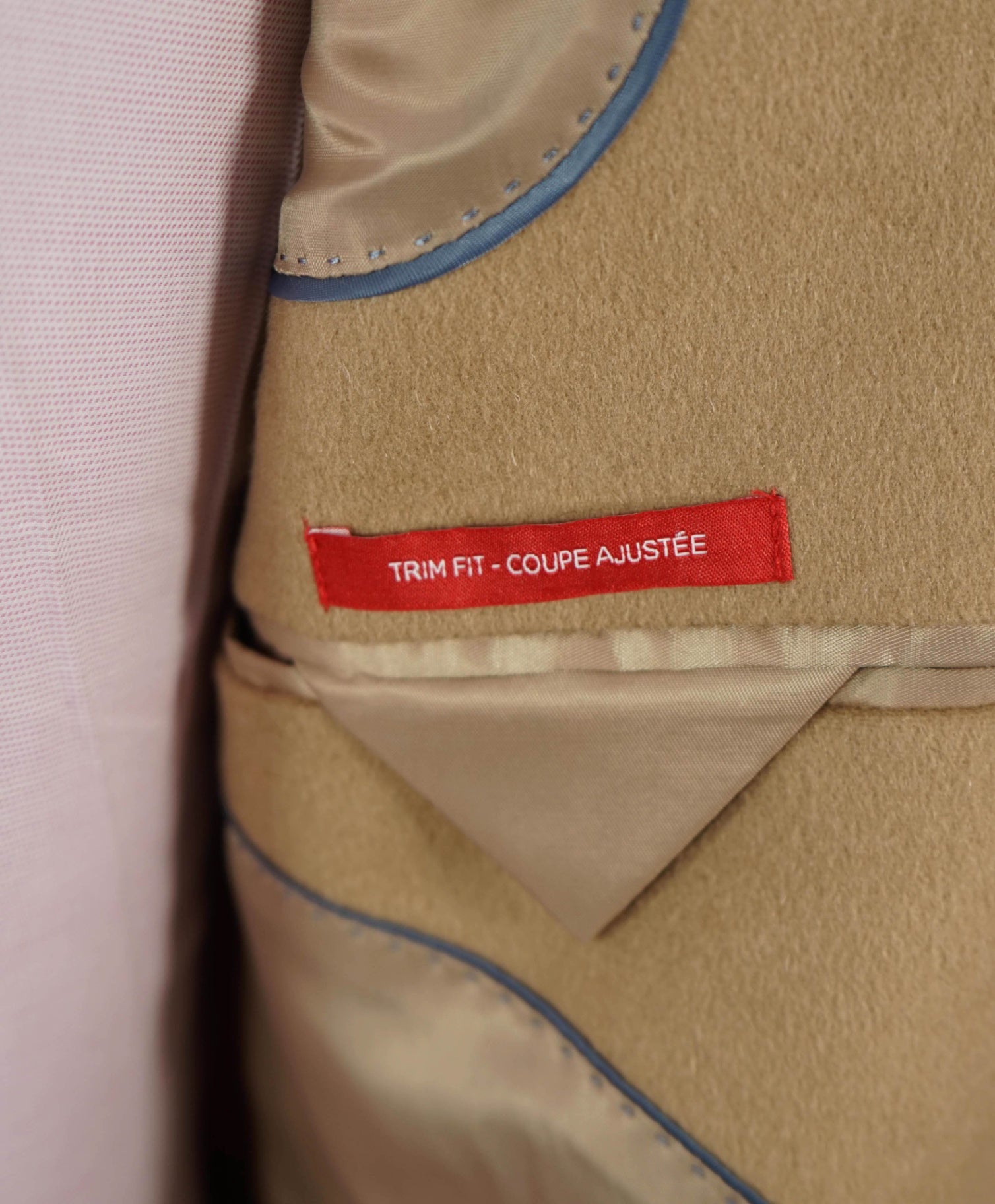 $1,795 SAKS 5TH AVE - Camel Brown Wool/Cashmere Trim Fit Coat - L