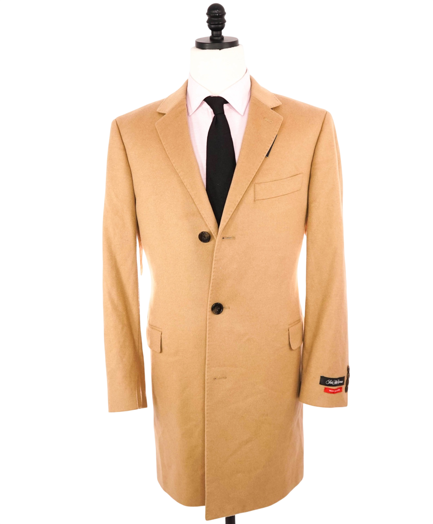 $1,795 SAKS 5TH AVE - Camel Brown Wool/Cashmere Trim Fit Coat - L