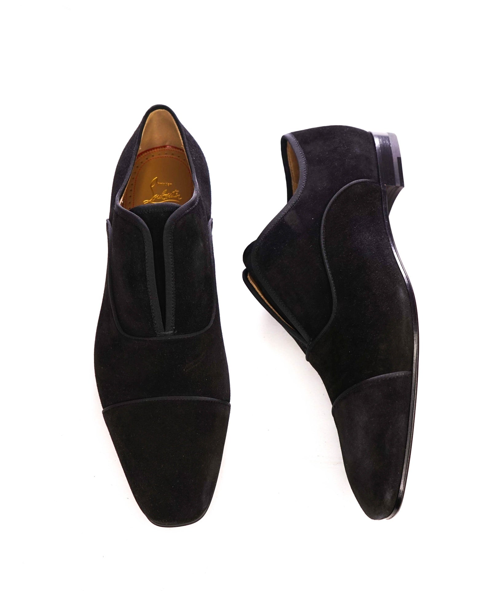 $1,100 LOUBOUTIN - Black Suede "ALPHA MALE" Oxfords - US 13 (46EU)