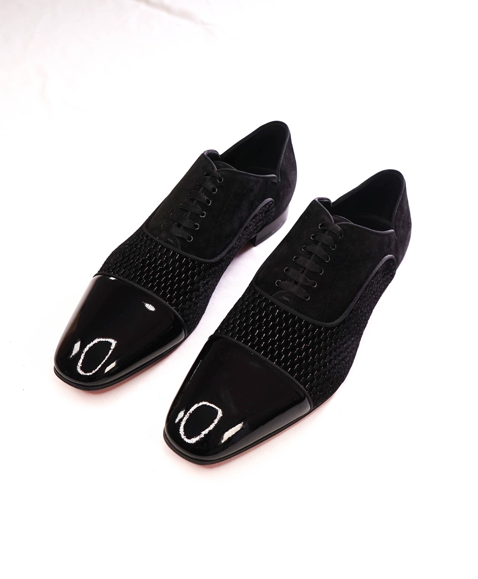 $1,200 LOUBOUTIN - Black Leather "GREGGY CHICK" Oxfords - US 12 (45EU)