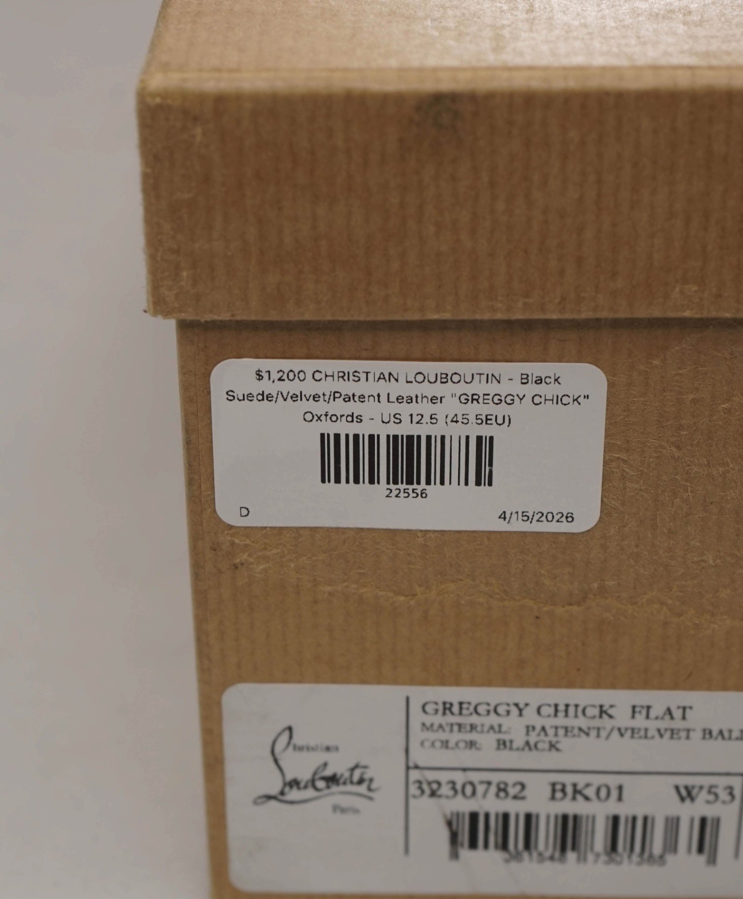 $1,200 LOUBOUTIN - Black Leather "GREGGY CHICK" Oxfords - US 12.5 (45.5EU)