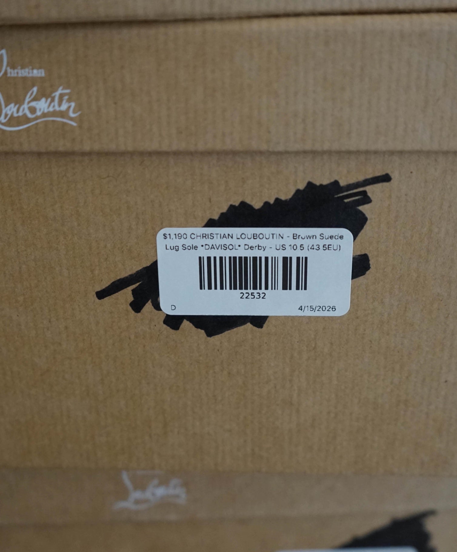 $1,190 LOUBOUTIN - Brown Suede Lug Sole *DAVISOL* Derby - US 10.5 (43.5EU)