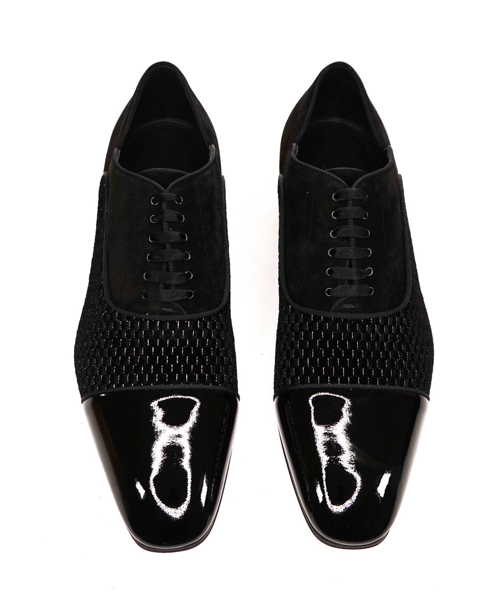 $1,200 LOUBOUTIN - Black Leather "GREGGY CHICK" Oxfords - US 12 (45EU)
