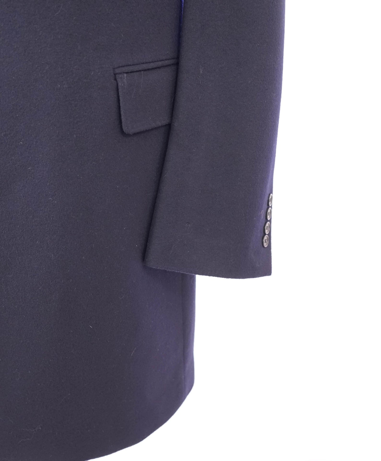$1,295 LORO PIANA - Navy Wool/Cashmere "FAVOLA" Overcoat - 48R