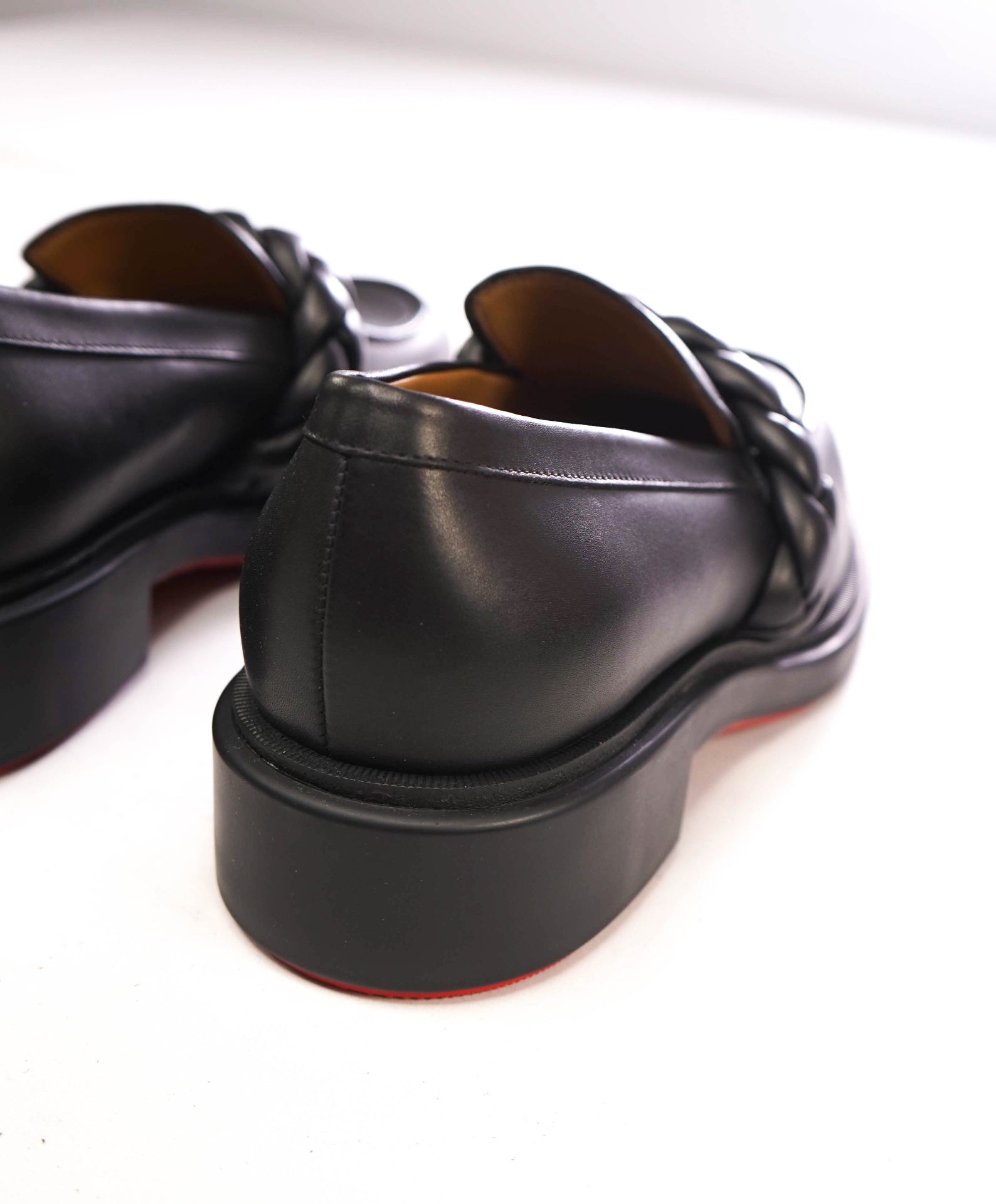 $1,095 LOUBOUTIN - Leather "URBINO" Mock Braid Loafers - US 8 (41EU)