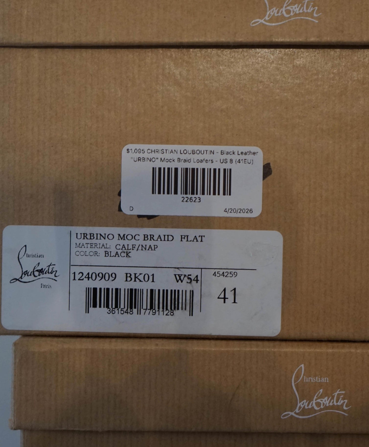$1,095 LOUBOUTIN - Leather "URBINO" Mock Braid Loafers - US 8 (41EU)