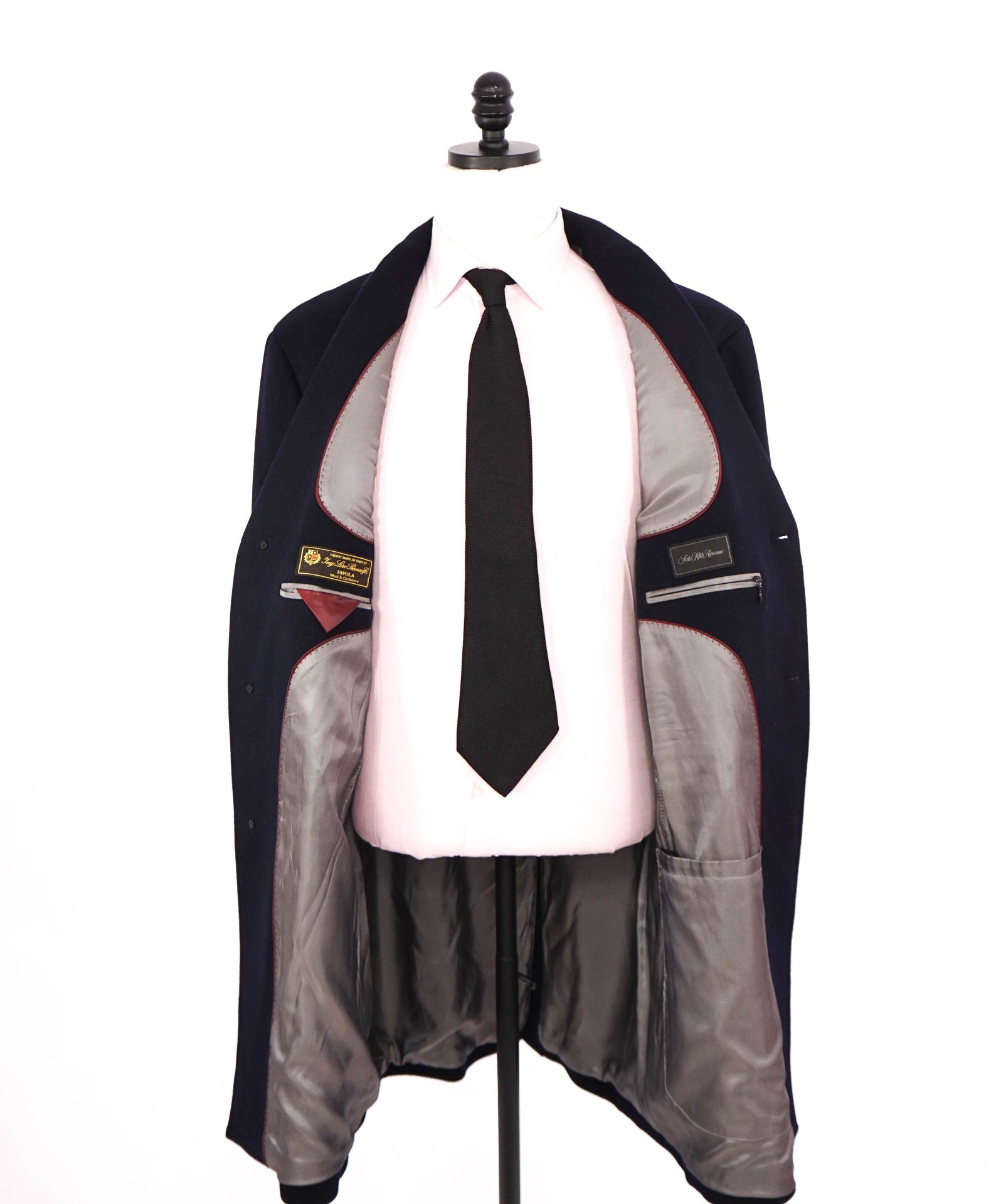 $1,295 LORO PIANA - Navy Wool/Cashmere "FAVOLA" Overcoat - 48R