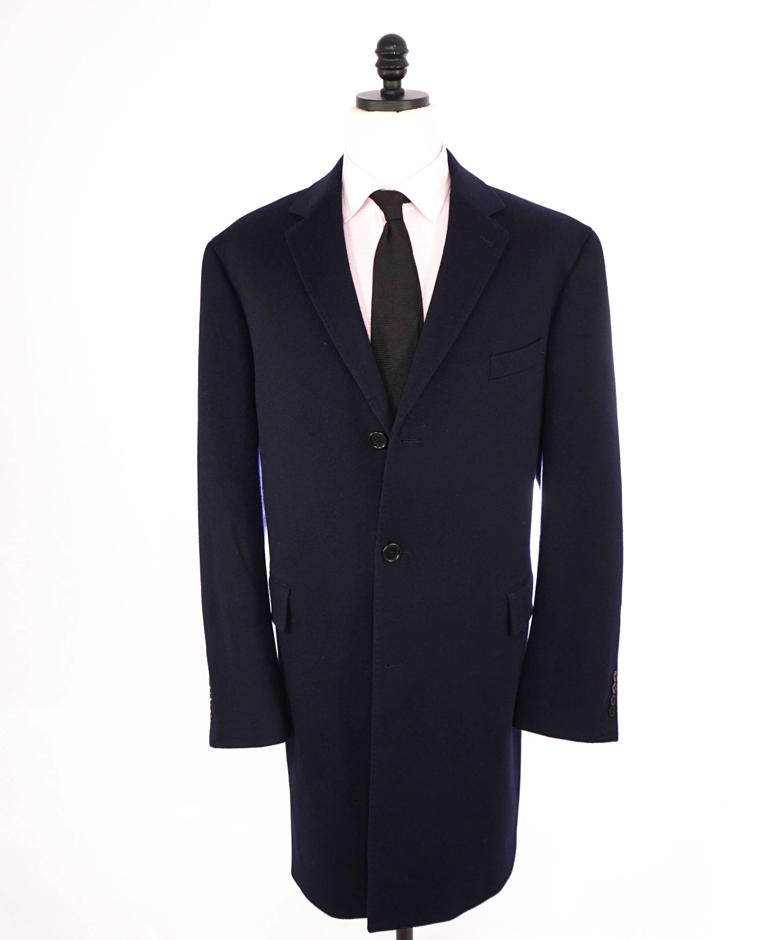 $1,295 LORO PIANA - Navy Wool/Cashmere "FAVOLA" Overcoat - 48R